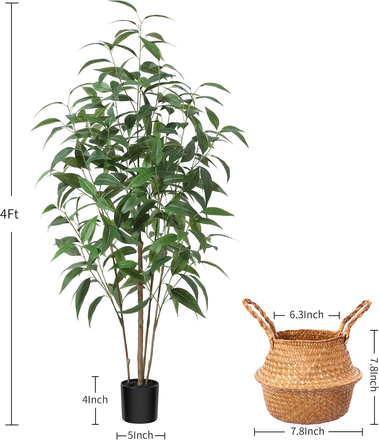 Alternative view of Ferrgoal Artificial Eucalyptus Tree,4Ft Tree Fake Plant in Pot for Home and Office Decor,Potted Faux Plants Tall Artificial Trees for Indoor, Outdoor