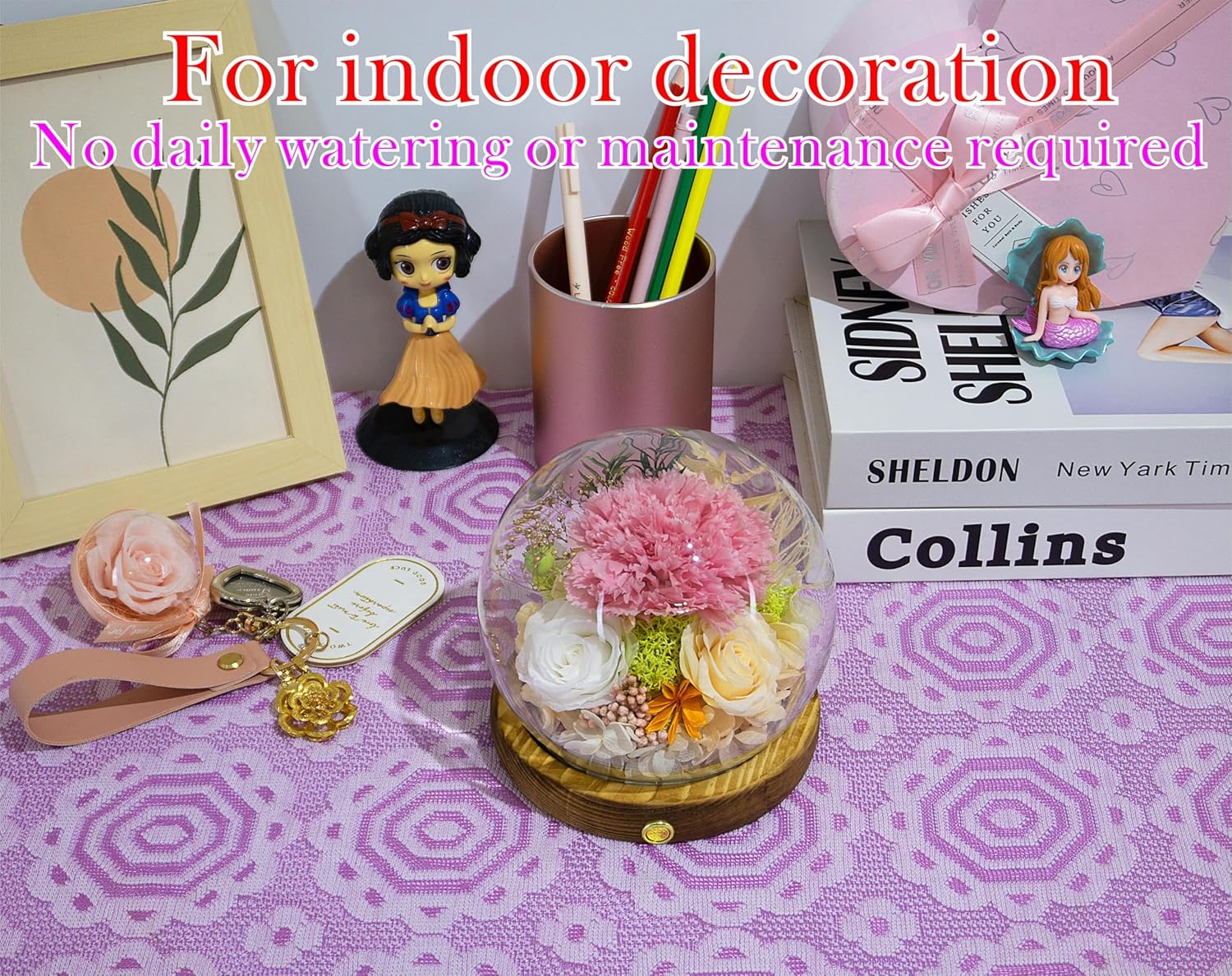 Valley of Rain & Forest Long-Lasting Real Flowers, Unique Floral Gift for You to Send Love for All Occasions, for Indoor Decoration (Pink Carnation, White & Yellow Roses arrangement)