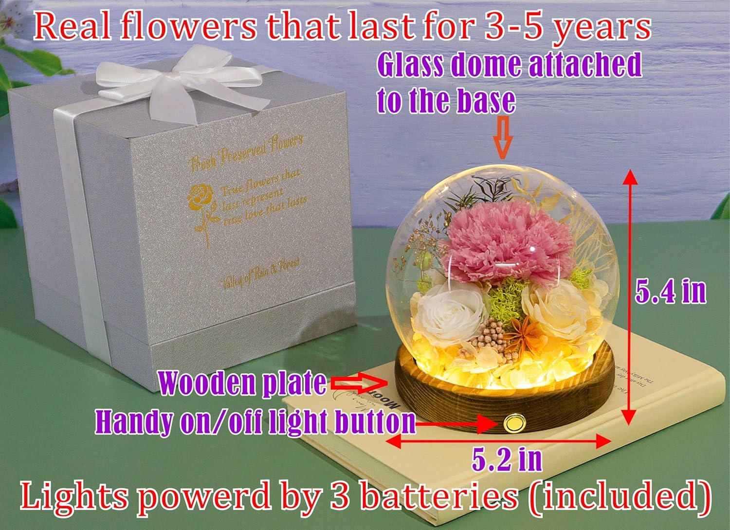 Alternative view of Valley of Rain & Forest Long-Lasting Real Flowers, Unique Floral Gift for You to Send Love for All Occasions, for Indoor Decoration (Pink Carnation, White & Yellow Roses arrangement)