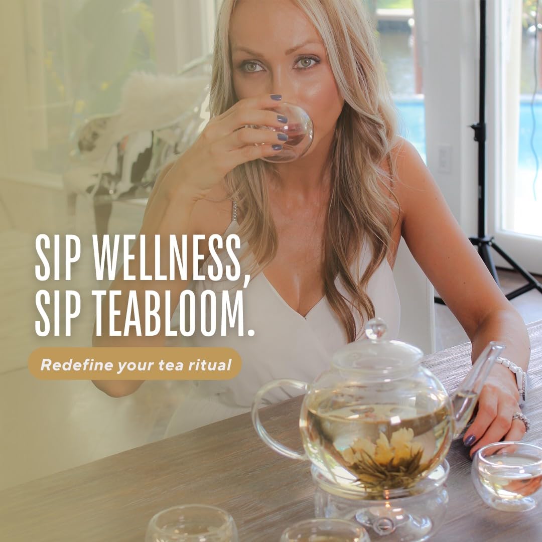 Alternative view of Teabloom Flowering Tea - 12 Unique Varieties of Fresh Blooming Tea Flowers - Hand-Tied Natural Green Tea Leaves & Edible Flowers - 12-Pack Gift Canister - 36 Steeps, Makes 250 Cups