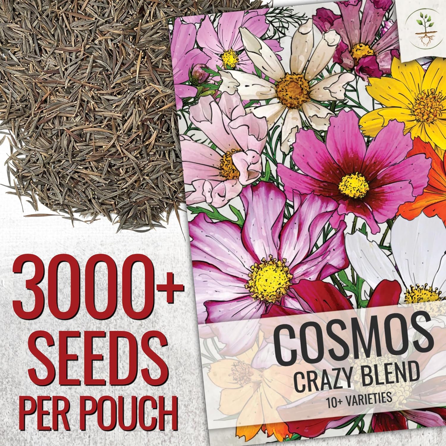 Alternative view of Seed Needs Flower Seeds Cosmos Crazy Blend No Filler 10+ Varieties Cosmos | Cosmo Bipinnatus Open Pollinated Untreated | Resealable Packaging Keeps Seeds Fresh | Bulk Cosmos Flowering Seed Mix