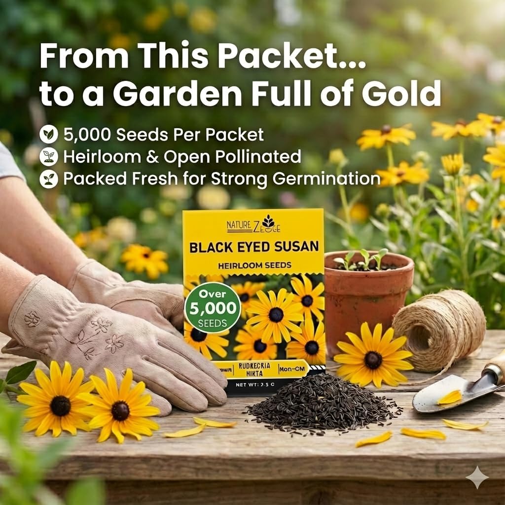 Alternative view of Black Eyed Susan Seeds for Planting, 5000 Seeds, Giving You Beautiful Black Eyed Susan Flowers, Non-GMO, Heirloom Seed Varieties