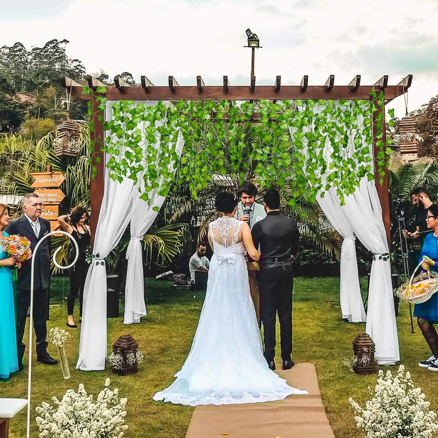 Alternative view of DearHouse 84 Feet 12 Strands Artificial Ivy Leaf Plants Vine Hanging Garland Fake Foliage Flowers Home Kitchen Garden Office Wedding Wall Decor, Green