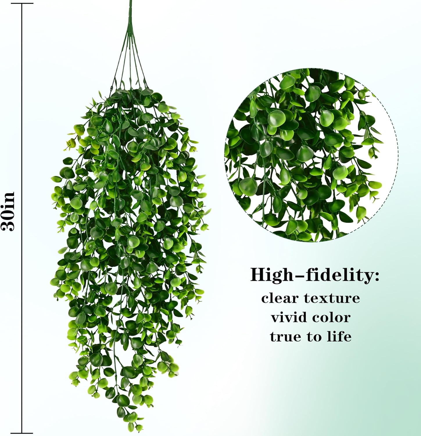 Alternative view of Waipfaru 4Pcs Fake Hanging Plants 2.7ft Fake Plants Eucalyptus Leaves UV Resistant Fake Vines Ivy Artificial Plants Outdoor Faux Plants Indoor Bedroom Living Room Boho Wall Porch Shelf Decor