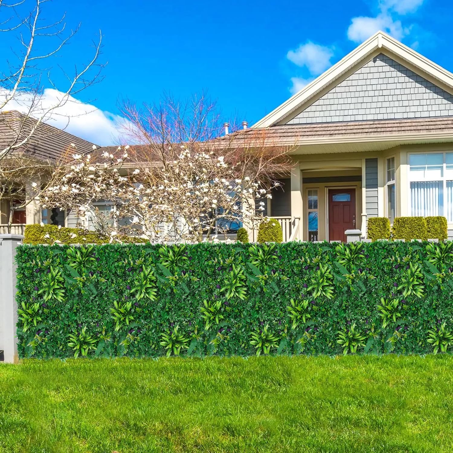 Grooy Artificial Boxwood Panels, Grass Wall Panels 20"x20"(12pcs), Privacy Hedge Fence Screen with UV Protection, Fake Greenery Backdrop for Indoor Wedding and Outdoor Garden Backyard