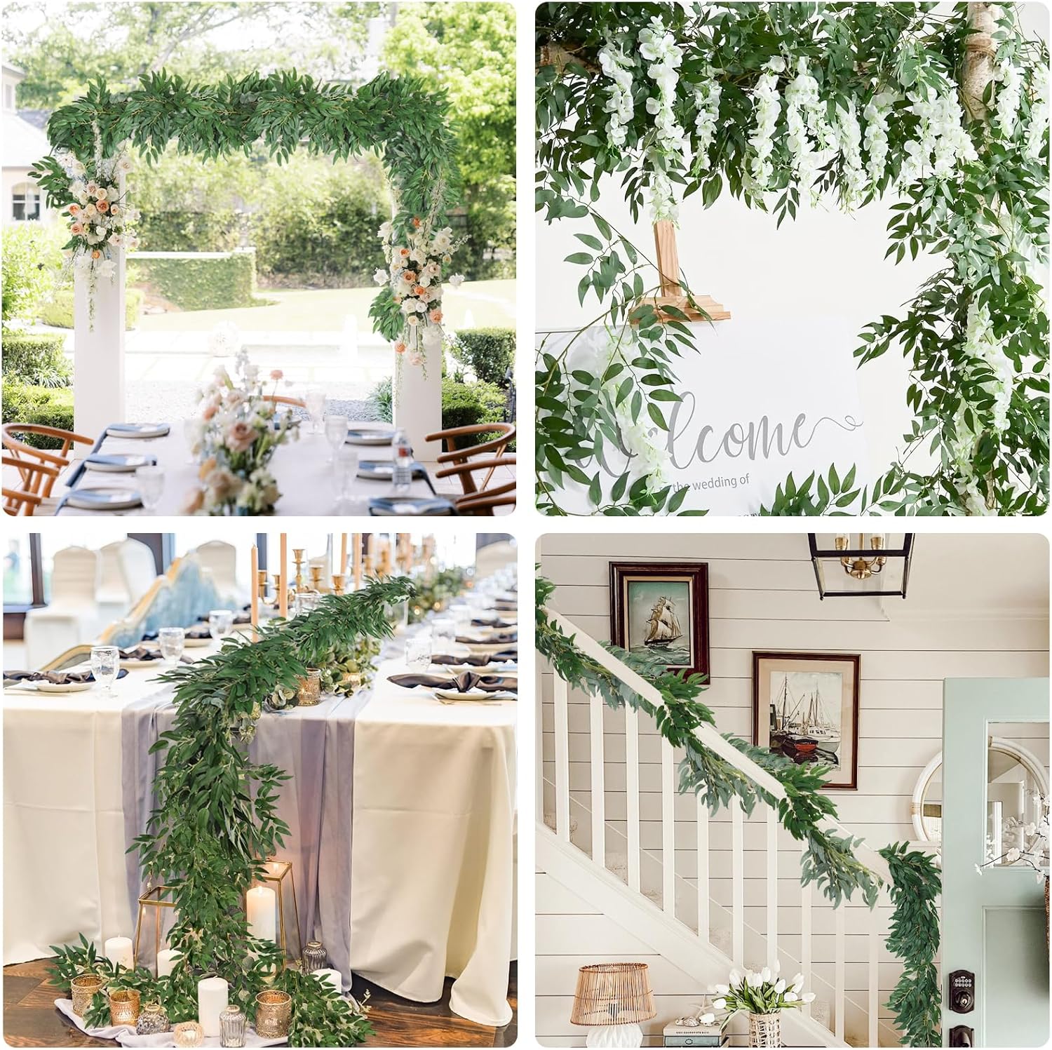 Alternative view of RECUTMS Artificial Willow Leaves Vine Twigs 2Pcs 6Ft Fake Hanging Plant Silk Willows Leaf Ivy Garland Faux Italian Ruscus Greenery Indoor Outdoor Wedding Arch Jungle Beach Birthday Party Garden Decor