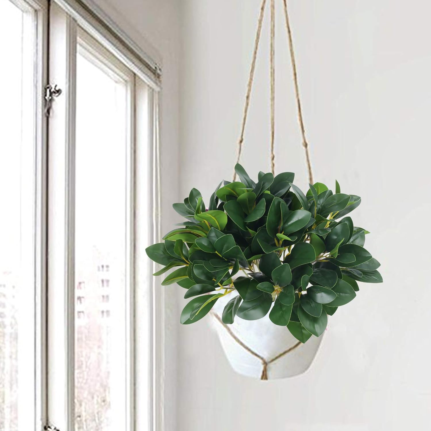 HO2NLE 4Pcs Artificial Greenery Stems Faux Magnolia Leaves Green Fake Shrubs Plants for Vase Garden Outdoor Planters Window Box Home Wedding Courtyard Office Kitchen Decoration