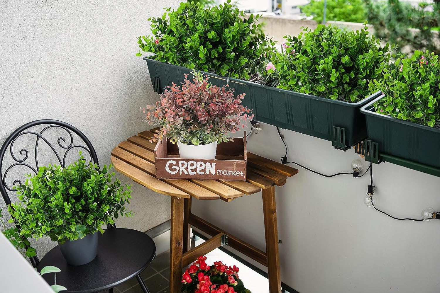 Alternative view of RECUTMS 8 Bundles Artificial Bushes Greenery Plants Stems Faux Shrubs Boxwood Plants Outdoor Fake Eucalyptus for Spring Farmhouse Home Office Wedding Patio Backyard Indoor Valentine's Day Decor(Green)