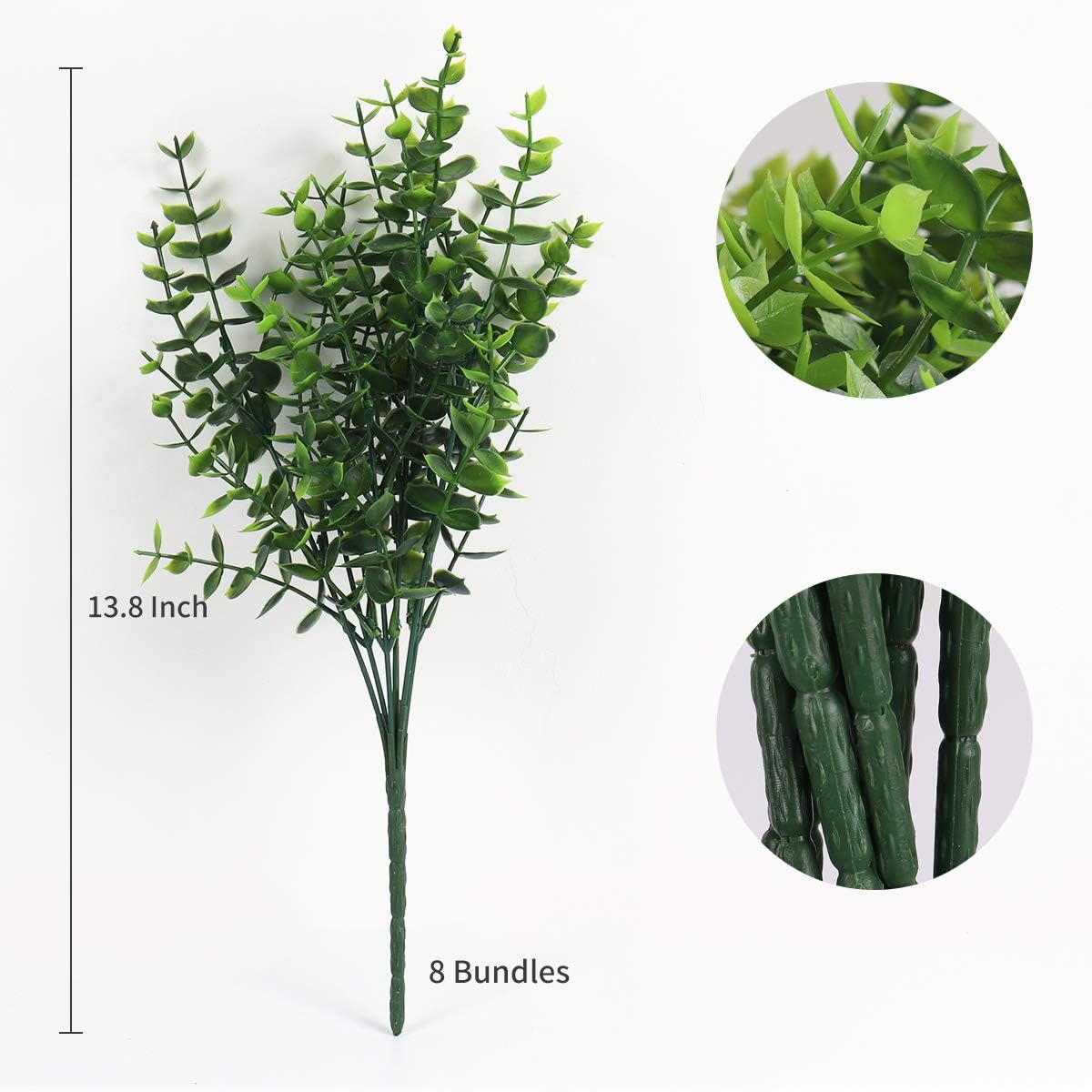 Alternative view of RECUTMS 8 Bundles Artificial Eucalyptus Artificial Grasses Fake Greenery Boxwood Stems Fake Plants and Greenery Springs for Farmhouse,Home,Garden,Office,Patio,Wedding and Indoor Outdoor(Eucalyptus)