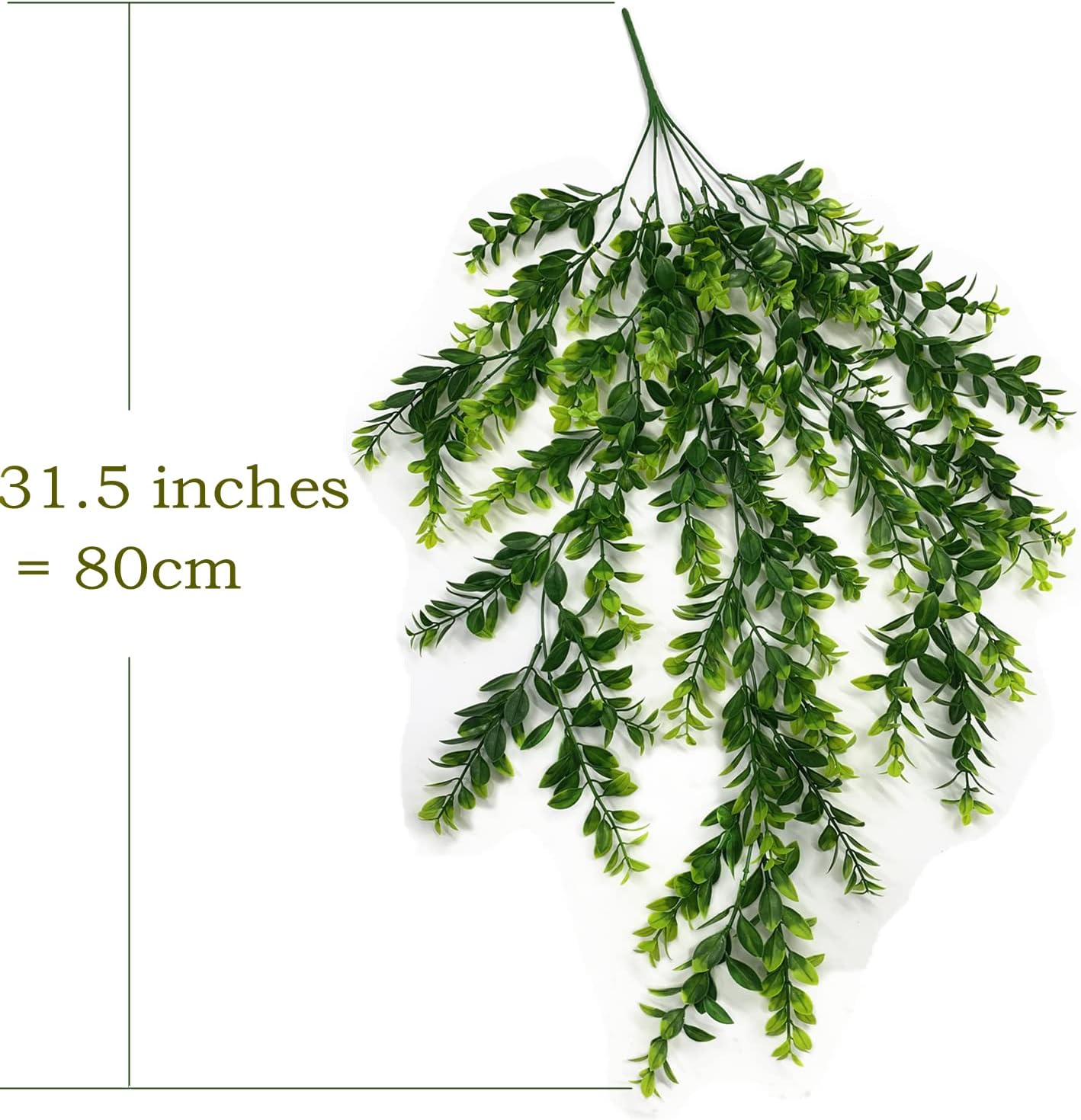 Alternative view of Artificial Hanging Vines, Faux Ivy Green Leaves Vine Plastic Chain Foliage Rattan Willow Plants Fake Greenery Leaf Garland UV Resistant for Indoor Outdoor Garden Door Wall Wedding Decoration 2 Pack