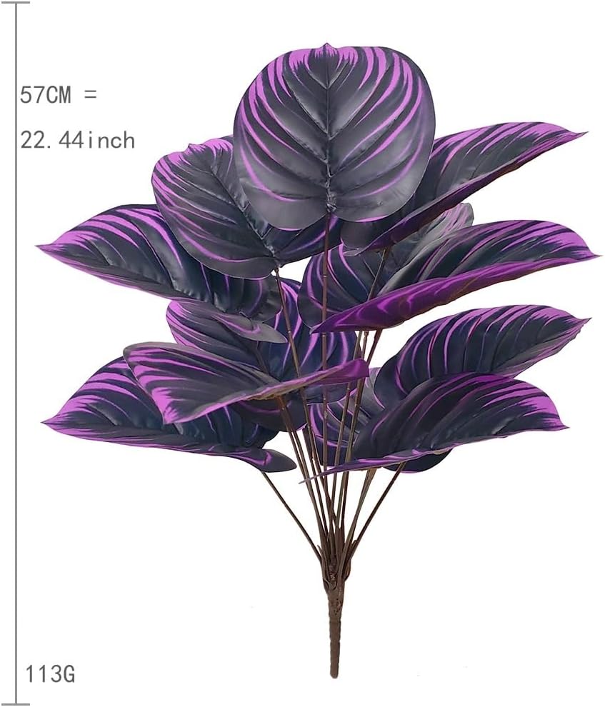 Alternative view of Artificial Purple Calathea Plant, Home Party Decoration, Purple Leaf Decor Artificial Plant Simulation Pot Bonsai Flower Ornament Hotel Room Desk Decorate((No Flowerpot), 60cm)