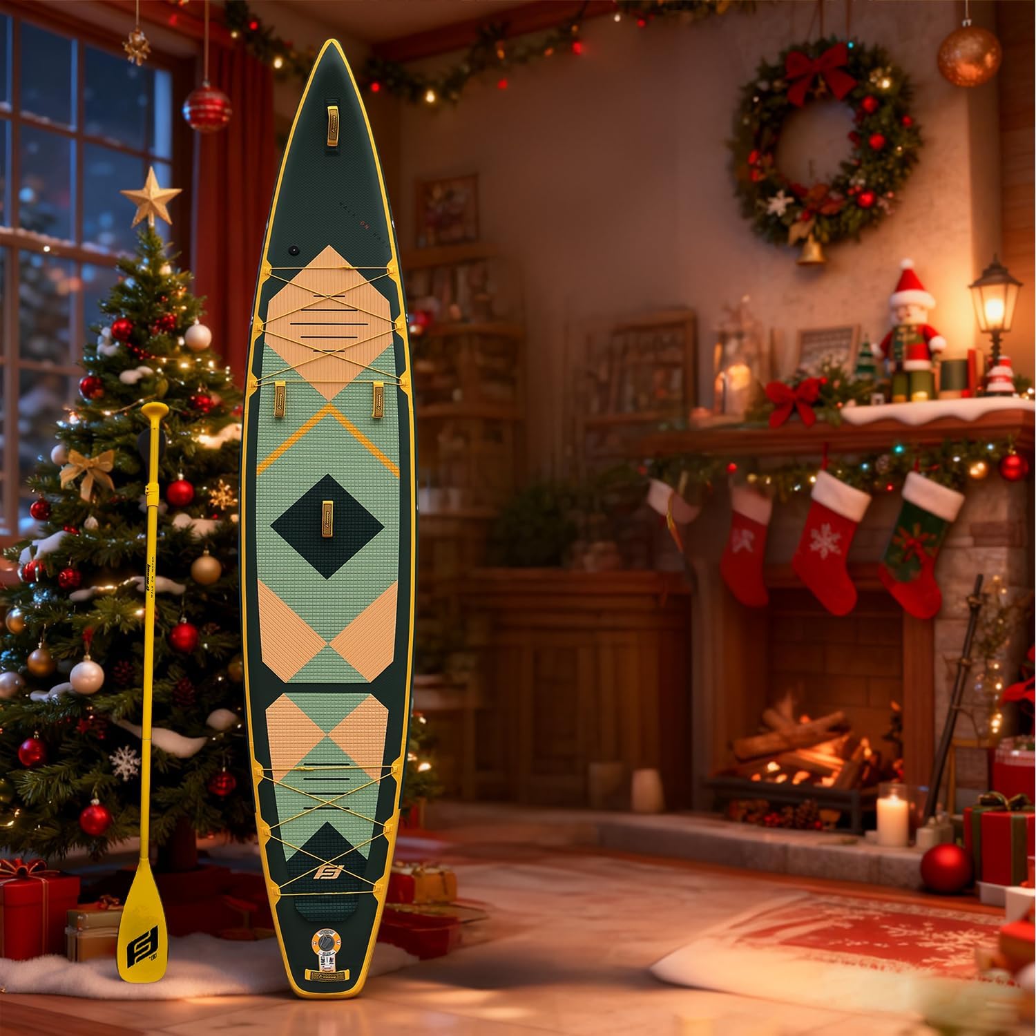 FREESUN Panna 14u2019×30u2033×6u2033 Inflatable SUP, Surfing Racing Board,Stand up Paddle baord,Touring Speed with Beginner, Dual Cargo, Camera Mount, Dual-Tech EVA Traction, Heat-Fusion Sealed, Replaceable Fin