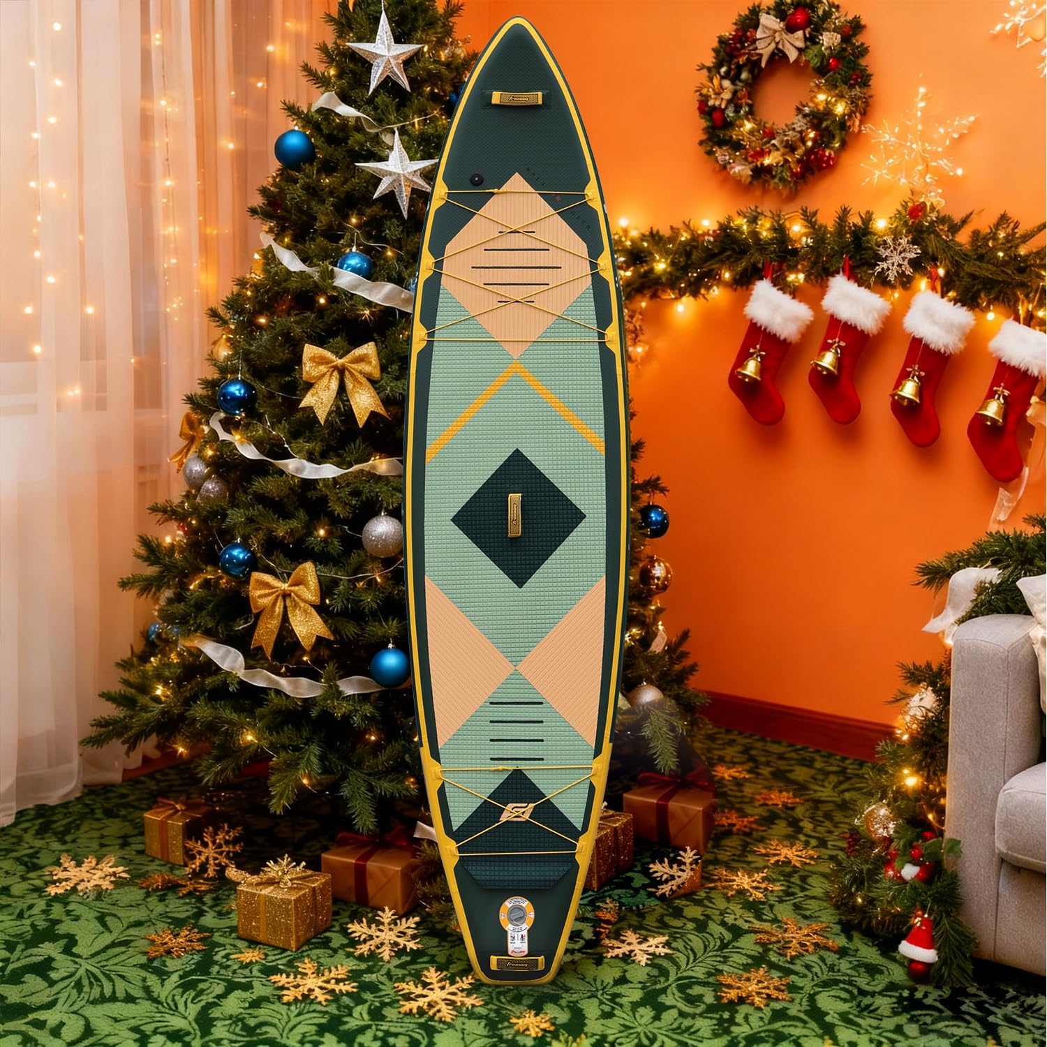 FREESUN Voyage 11u2019 × 32u201D Inflatable Stand Up Paddle Board, Touring SUP for Long-Distance Cruising, Stable Beginner Design with Dual Bungees, Camera Mount, Dual-Tech EVA, Heat-Fusion