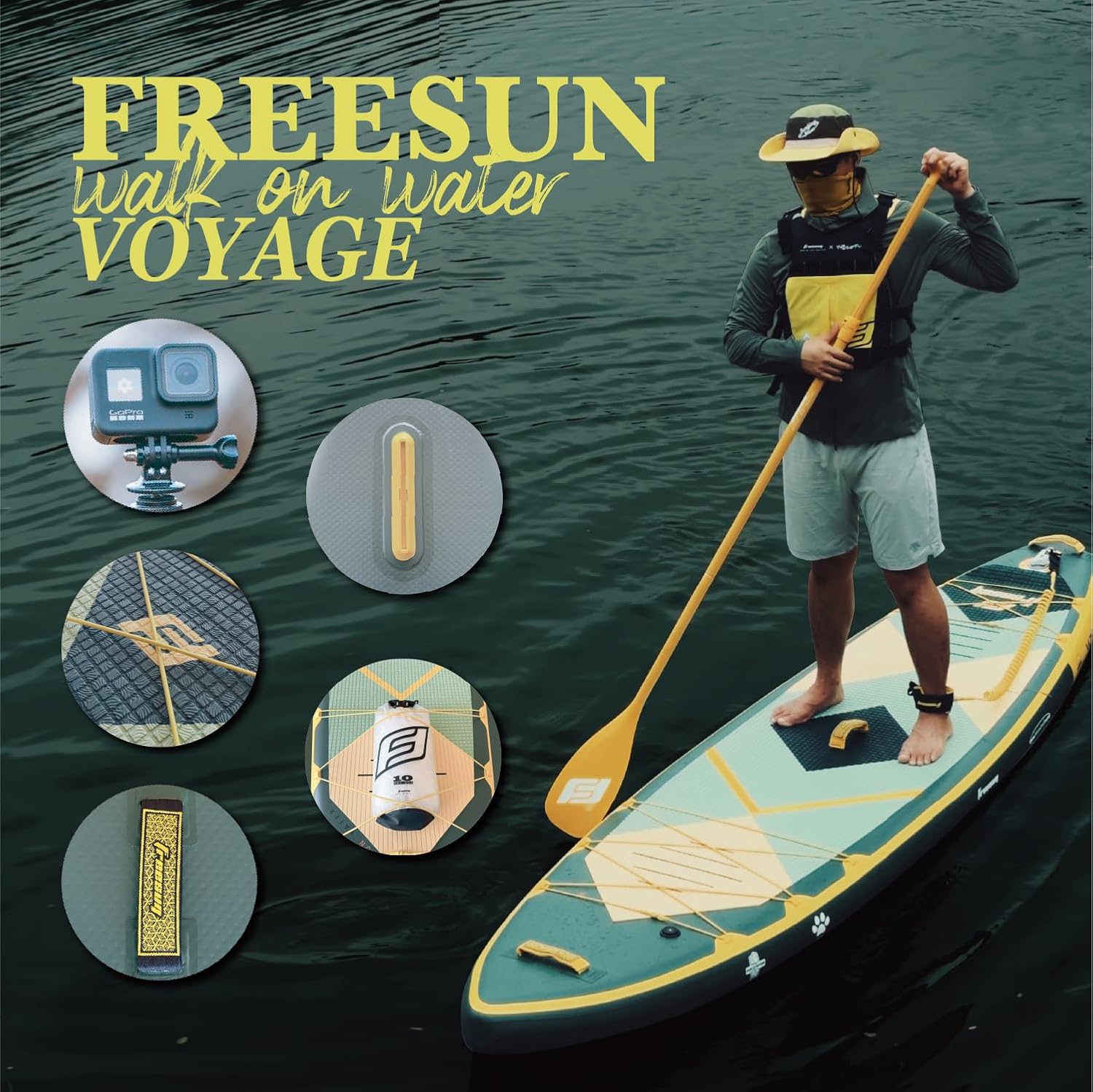 Alternative view of FREESUN Voyage 11u2019 × 32u201D Inflatable Stand Up Paddle Board, Touring SUP for Long-Distance Cruising, Stable Beginner Design with Dual Bungees, Camera Mount, Dual-Tech EVA, Heat-Fusion