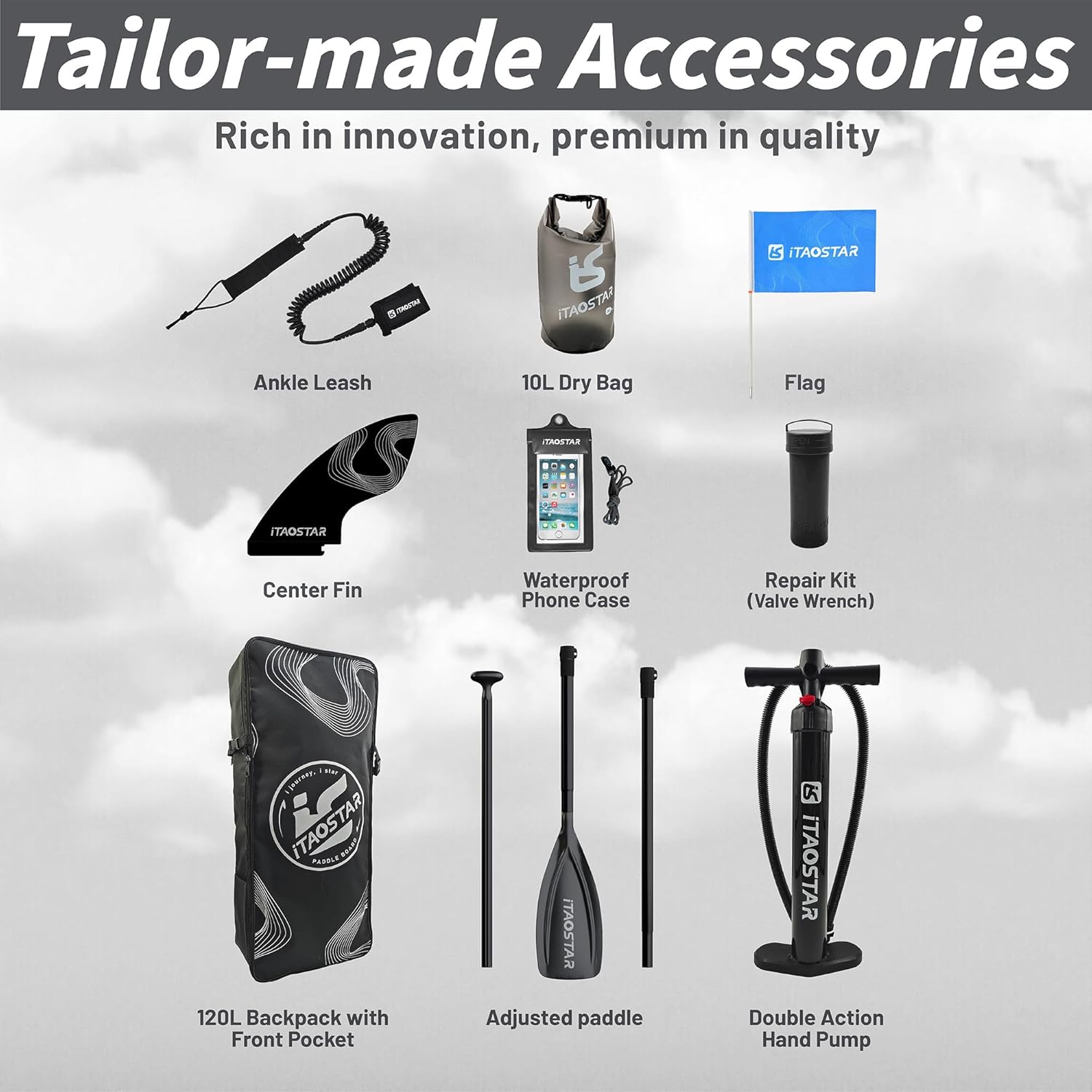 Alternative view of iTAOSTAR Lead 12'×35"/11'×33" Inflatable Stand Up Paddle Board - Premium SUP Board Kit with 5 Fins - Ultra Stable Wide Paddleboard for Adults & Youth - All Skill Levels - for Lakes, Oceans & Fishing