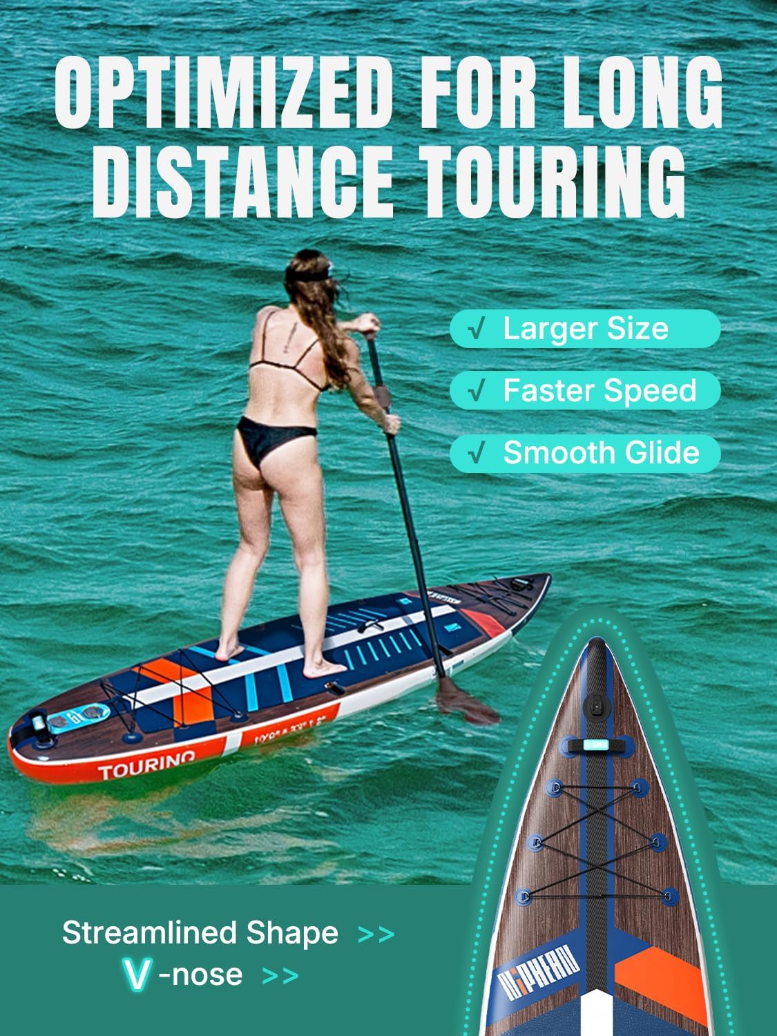 Niphean PRO (Extra Large) Paddle Board, 12'6" Stand Up Inflatable Paddle Board with Seat, Pressure Gauge, Multifunctional Base, Enhanced Glide & Stability for 600LB 3 People, Family SUP, Long Distance