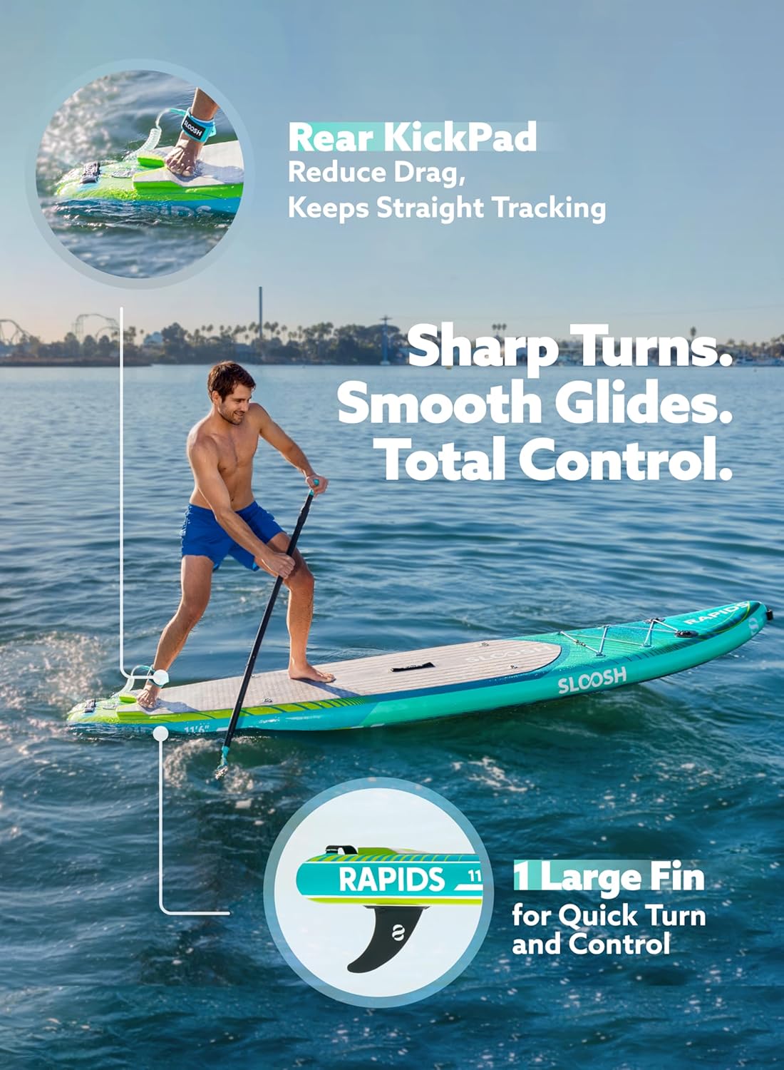 Alternative view of SLOOSH Inflatable Stand Up Paddle Board, 11'6" Inflatable Paddle Boards with Premium Accessories, Non-Slip EVA Deck, Ultra-Light Carry Bag Pump, Rapids SUP for Youth & Adults