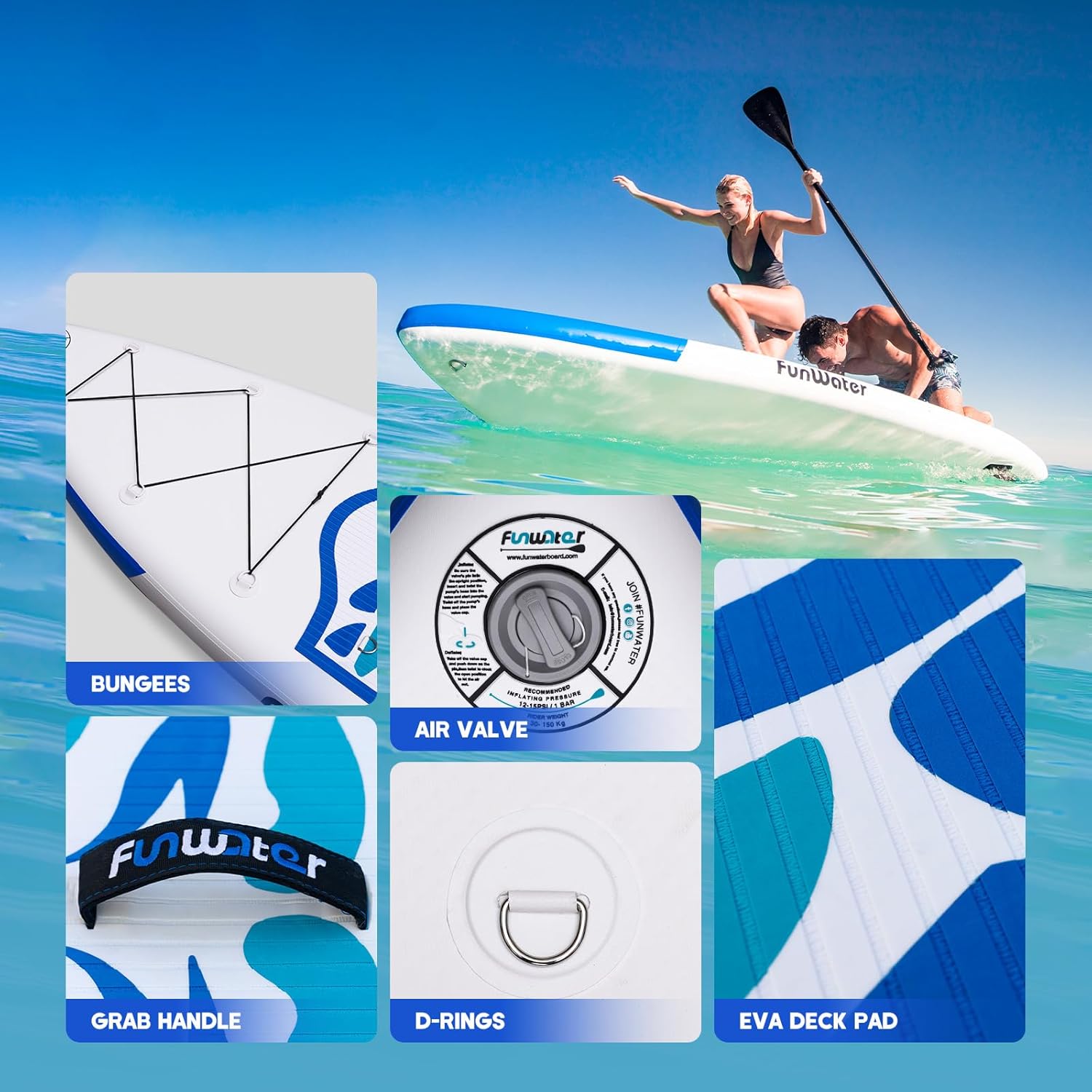 Alternative view of FunWater Inflatable Ultra-Light Stand Up Paddle Board for All Skill Levels with Premium SUP Paddleboard Accessories,Non-Slip Comfort Deck for Youth & Adults