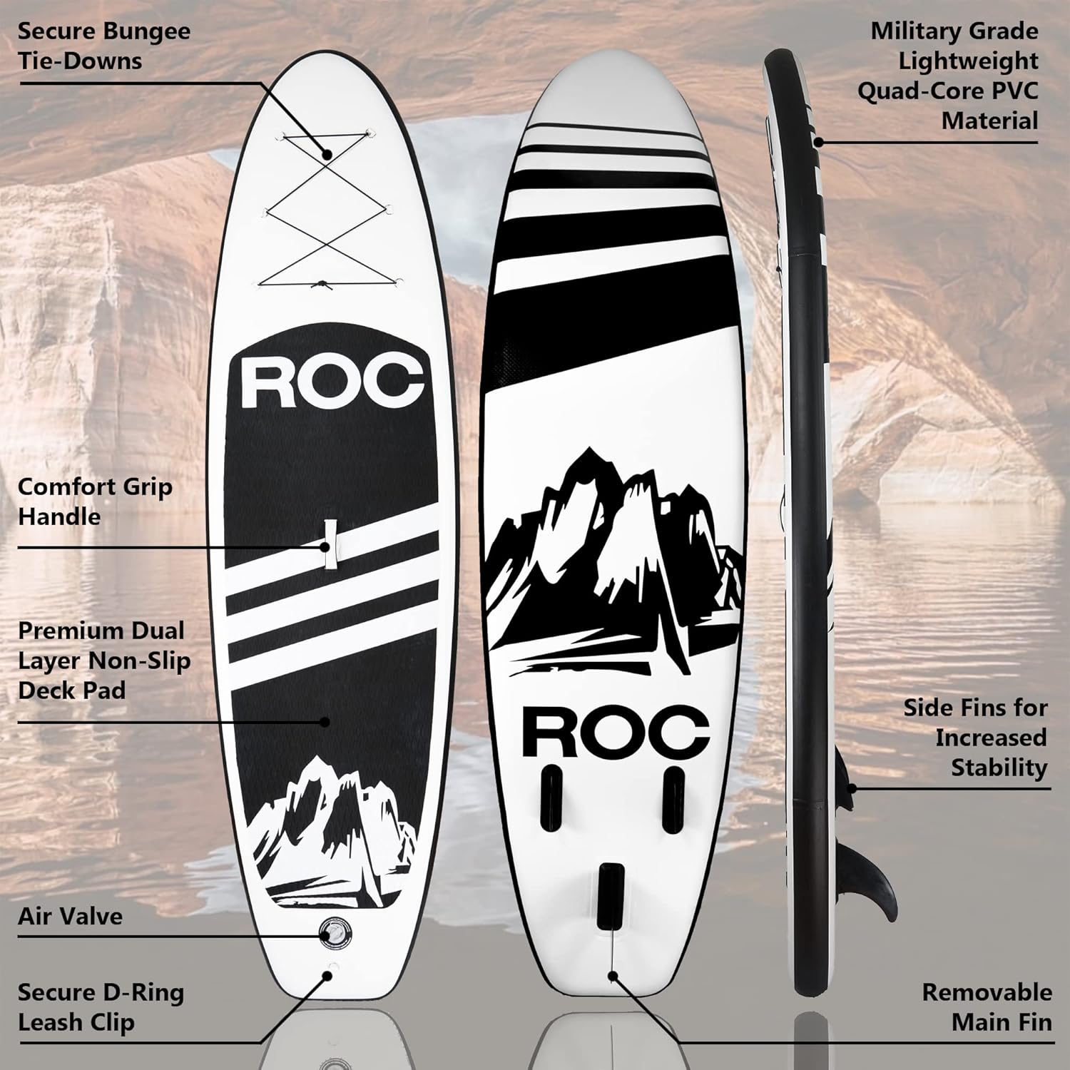 Alternative view of Roc Inflatable Stand Up Paddle Boards with Premium SUP Paddle Board Accessories, Wide Stable Design, Non-Slip Comfort Deck for Youth & Adults