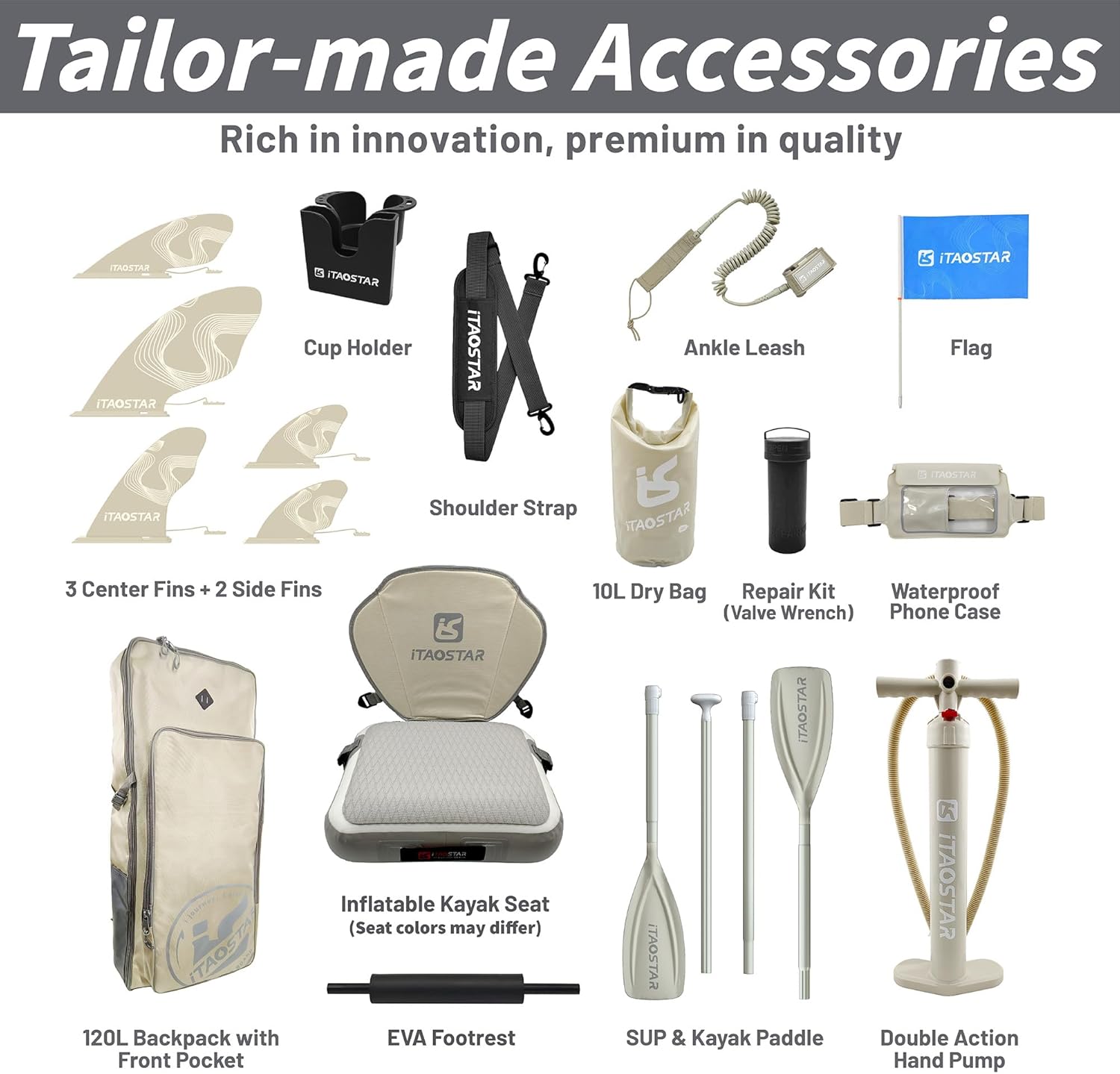 Alternative view of iTAOSTAR Daisy 11'6u2019 × 35u201D Extra Wide Paddle Board with Seat, One-Stop Premium SUP Board Accessories, Tailored 5 Fins, Stable Stand Up Paddle Boards for Youth of All Skill Levels