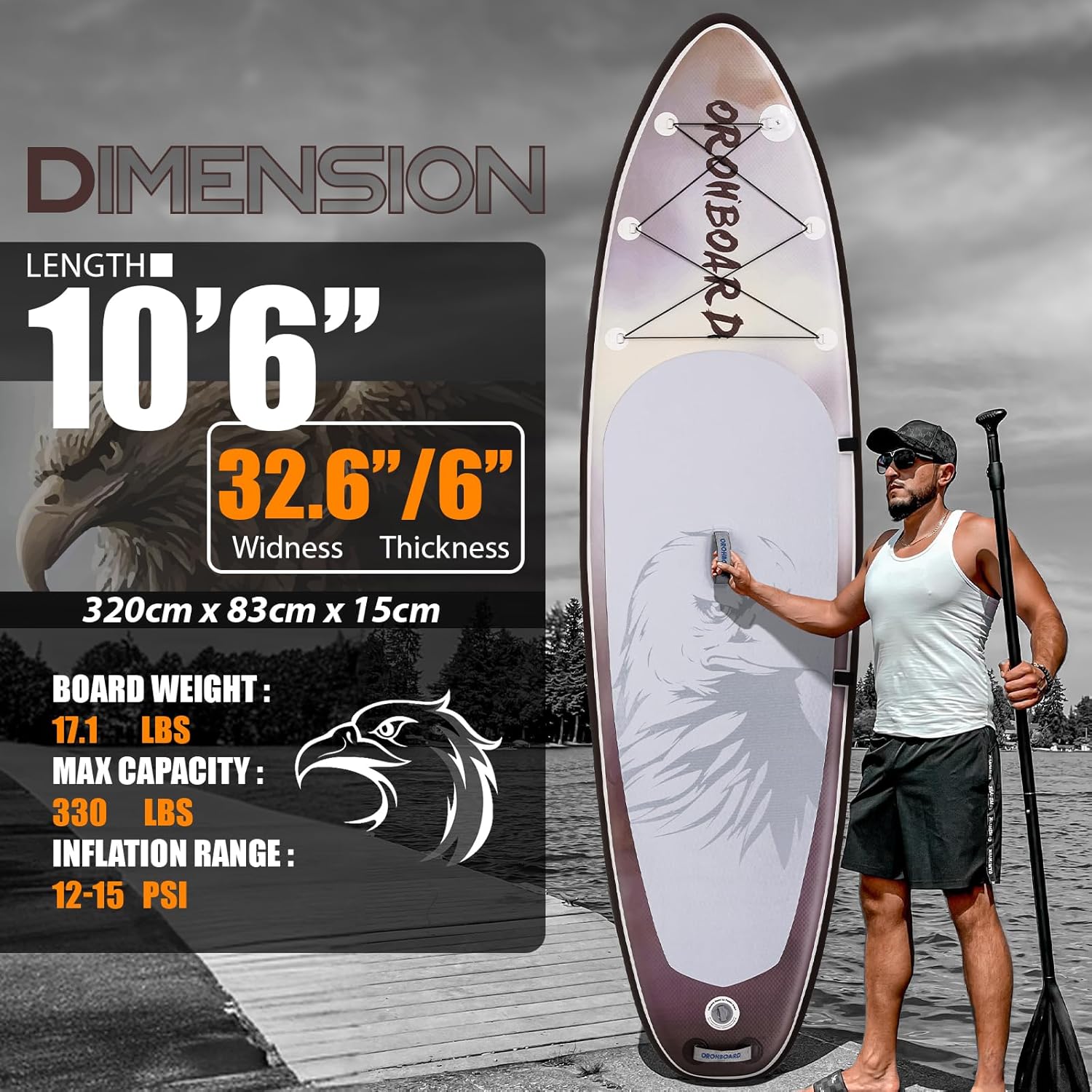 10u20196/11u20196 Inflatable Stand Up Paddle Board with Premium Paddleboards Accessories, Wide Stable Designed SUP Paddleboard for Adults & Youth.