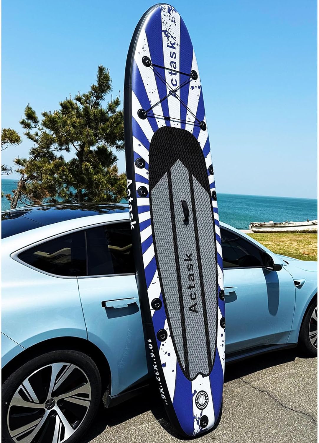 Actask Inflatable Stand Up Paddle Board u2013 Seat-Equipped SUP with Convertible Dual-Head Paddle, Premium Accessories, Anti-Slip EVA Deck, Ultra-Stable for All Skill Levels