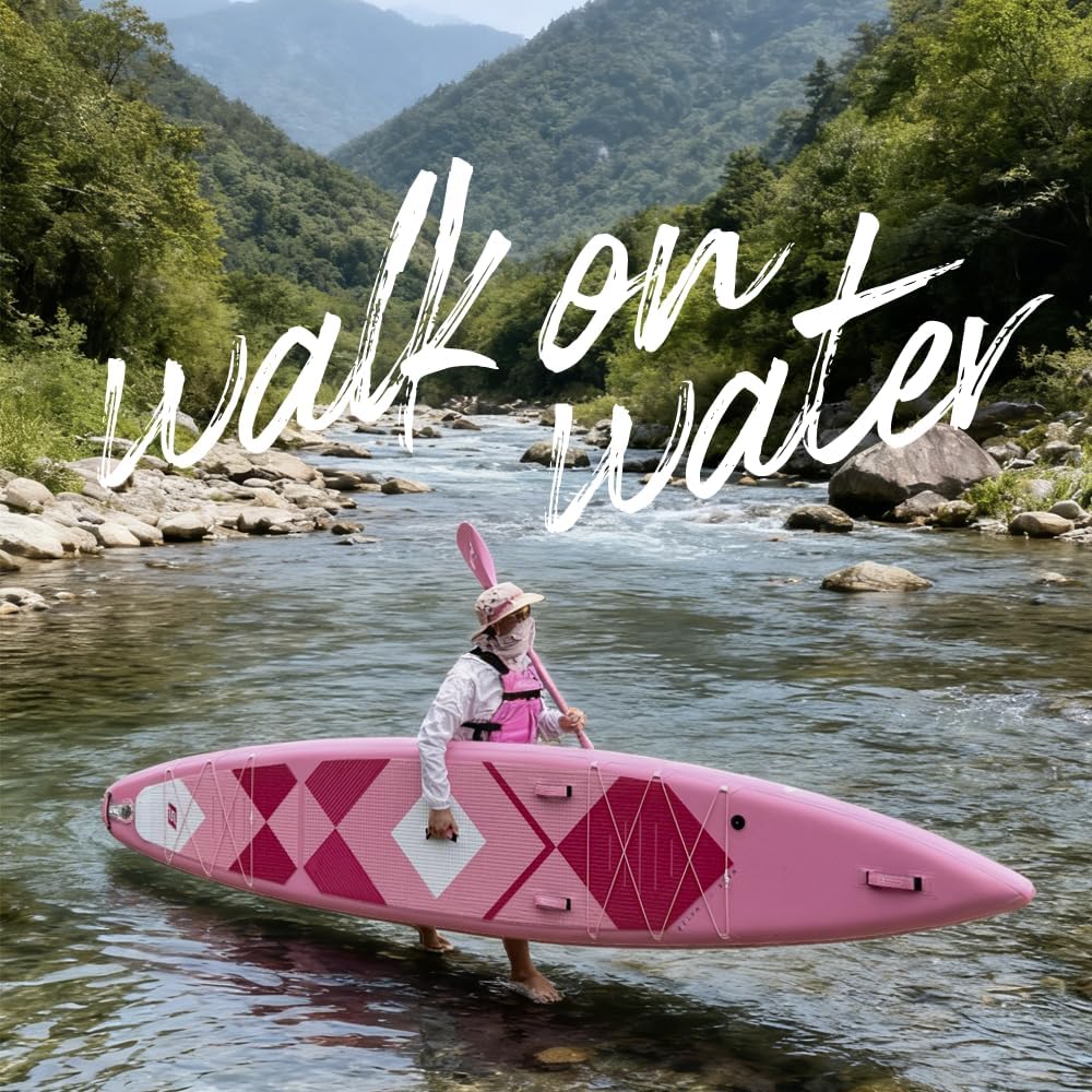 FREESUN Panna 14u2019×30u2033×6u2033 Inflatable SUP, Surfing Racing Board,Stand up Paddle baord,Touring Speed with Beginner, Dual Cargo, Camera Mount, Dual-Tech EVA Traction, Heat-Fusion Sealed, Replaceable Fin