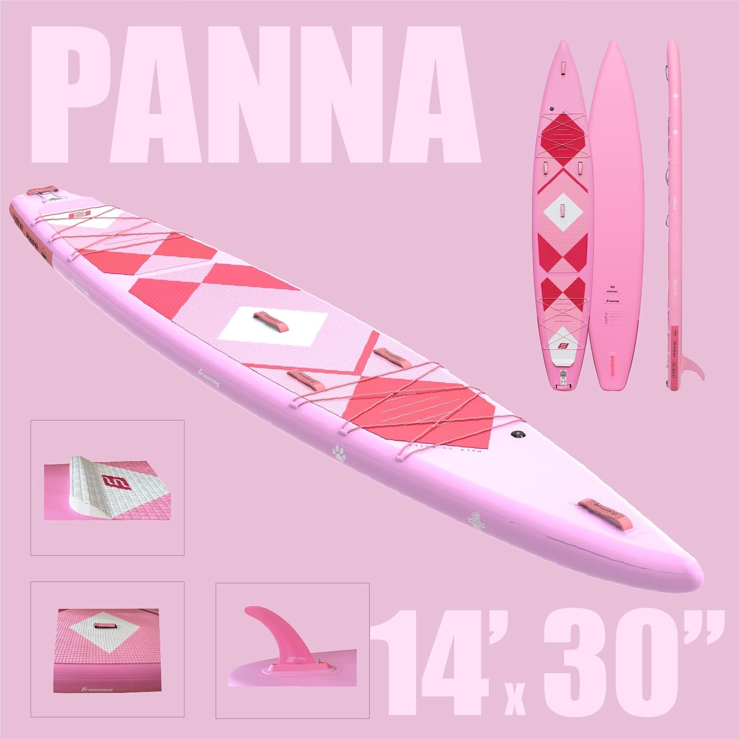 Alternative view of FREESUN Panna 14u2019×30u2033×6u2033 Inflatable SUP, Surfing Racing Board,Stand up Paddle baord,Touring Speed with Beginner, Dual Cargo, Camera Mount, Dual-Tech EVA Traction, Heat-Fusion Sealed, Replaceable Fin