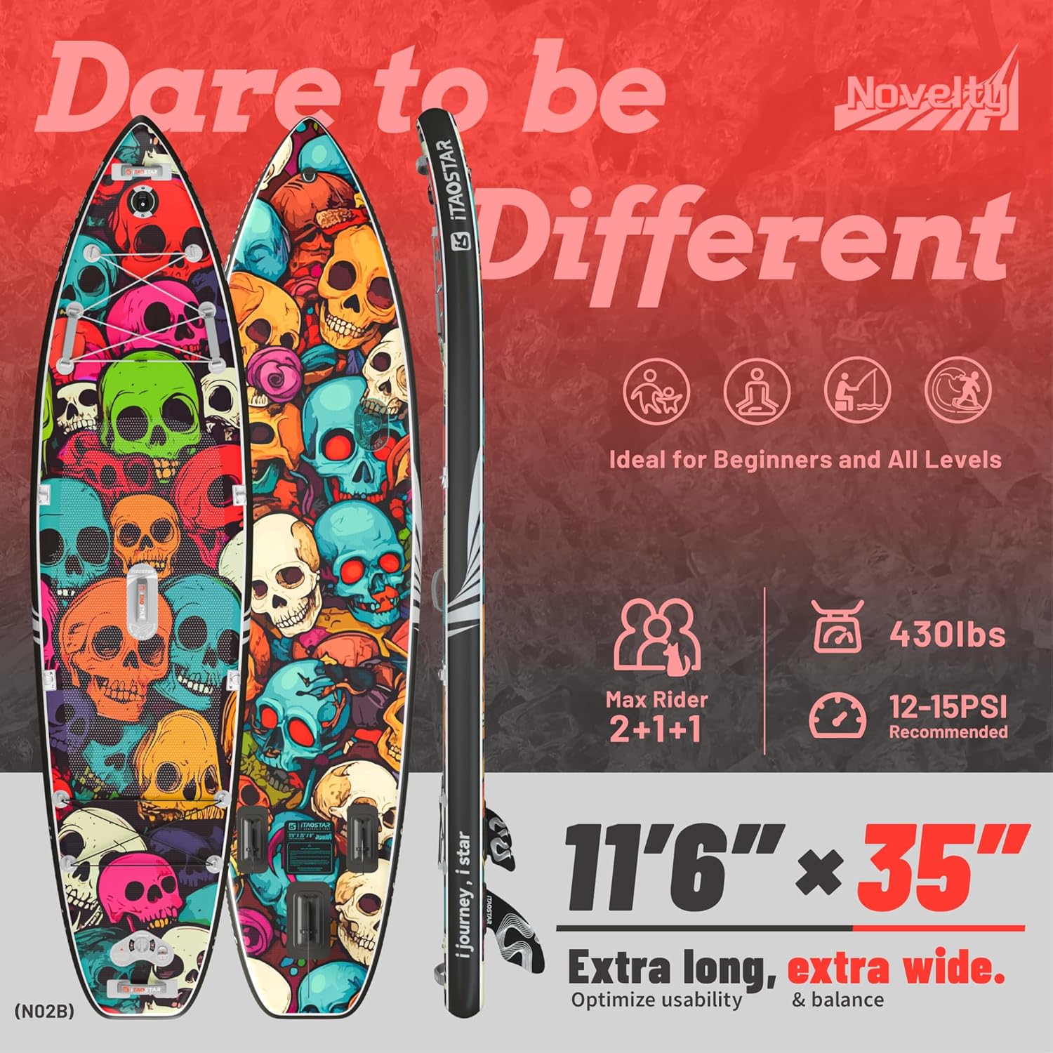 iTAOSTAR Novelty 11'6" x 35" Extra Wide SUP for Enhanced Stability - Inflatable Stand Up Paddle Board - Premium Paddle Board Kit for Adults & Youth - All Skill Levels - Includes SUP Accessories