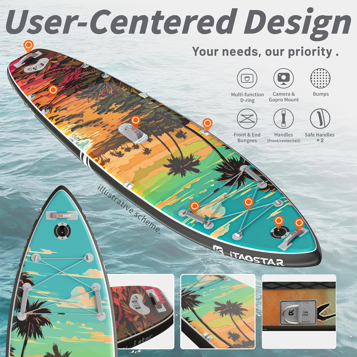 Alternative view of iTAOSTAR Novelty 11'6" x 35" Extra Wide SUP for Enhanced Stability - Inflatable Stand Up Paddle Board - Premium Paddle Board Kit for Adults & Youth - All Skill Levels - Includes SUP Accessories