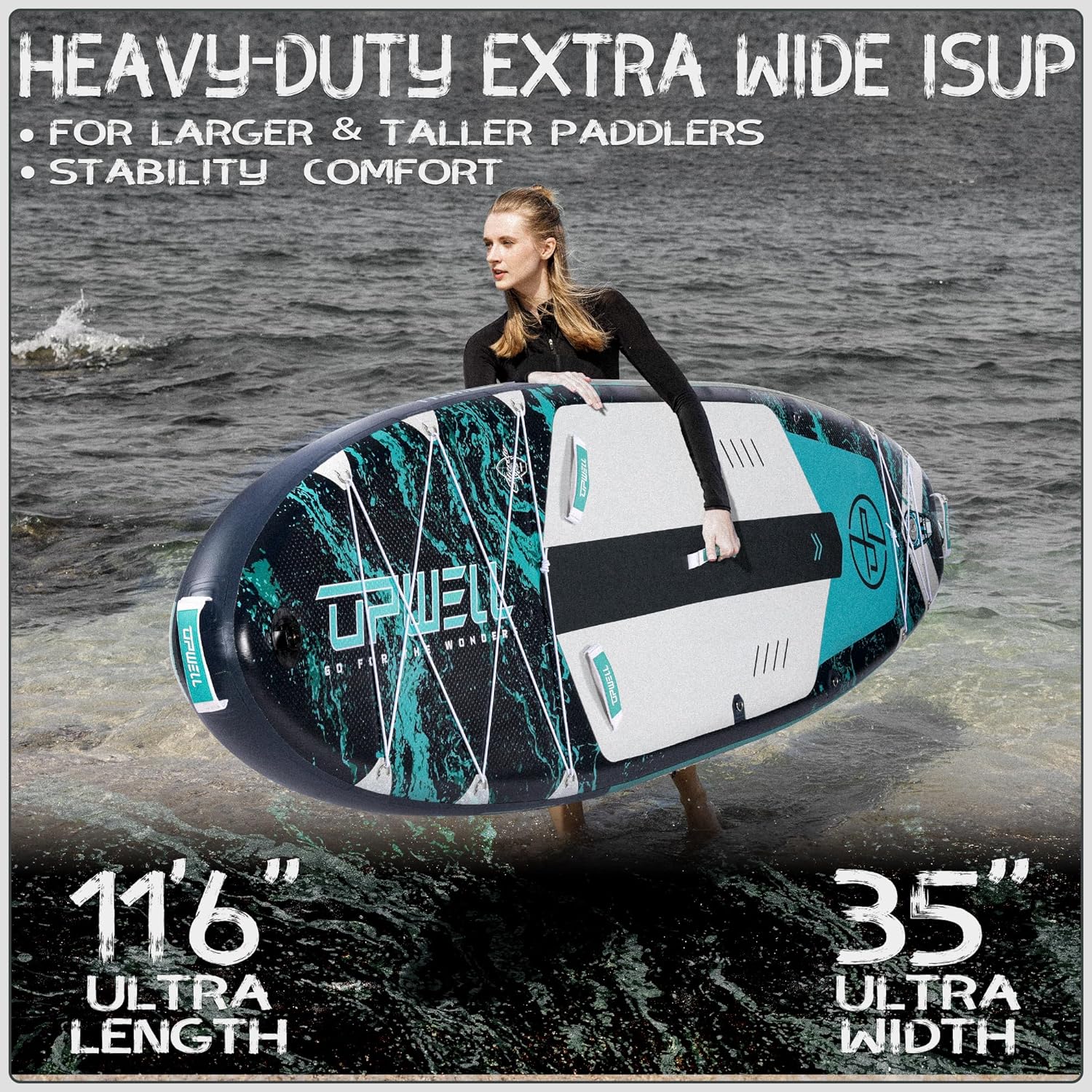 Alternative view of UPWELL 10'6"/11'/11'6" Inflatable Paddle Board, Stand Up Paddlboard for Youth & Adults, Stable Design, Premium SUP Accessories, Backpack, Leash, Hand Pump, Fins