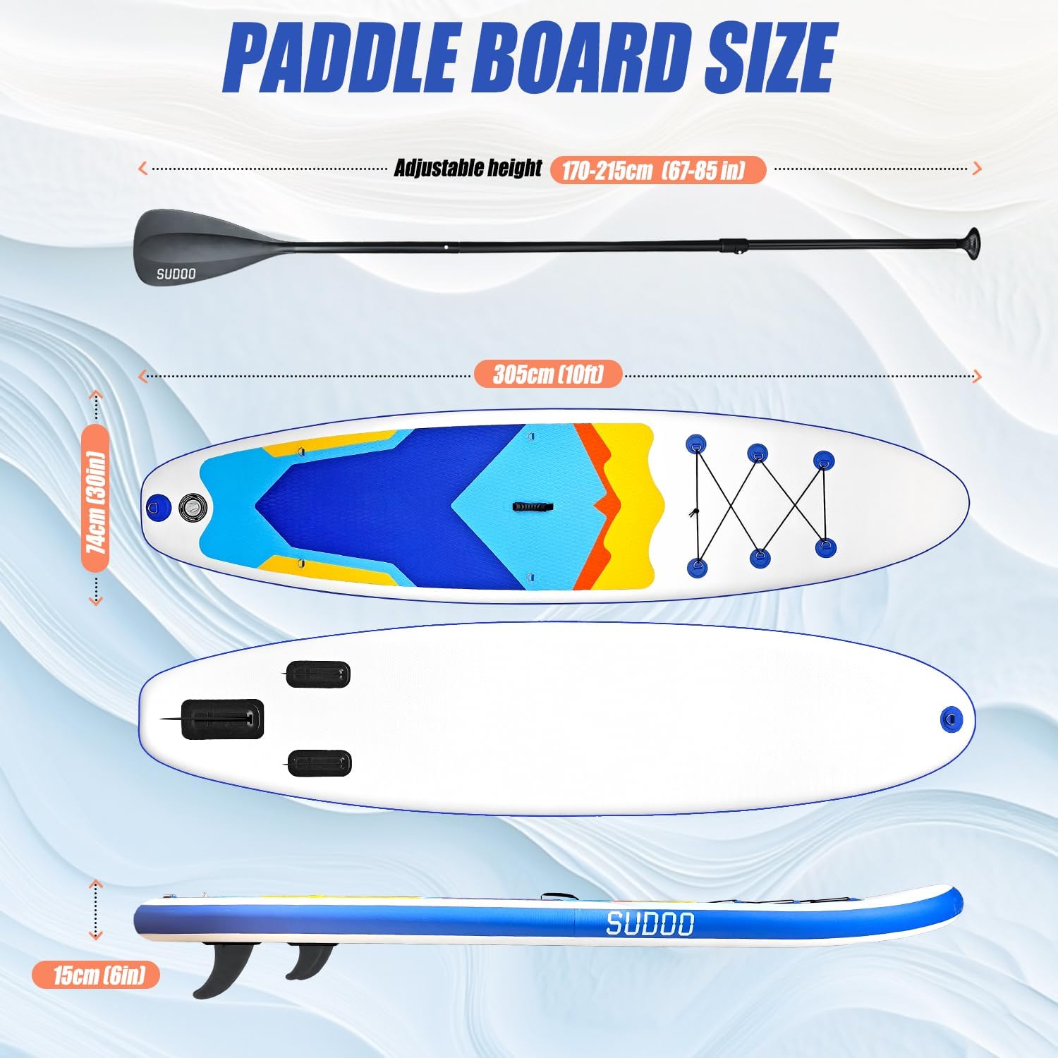 Inflatable Stand Up Paddle Board 10u2018x30u2018u2018, Ultra-Light SUP Board with Backpack, Pump, Paddle, Coil Leash, 3 Fins, Repair Kit, Stable SUP with Non-Slip EVA Deck for Adults & Youth
