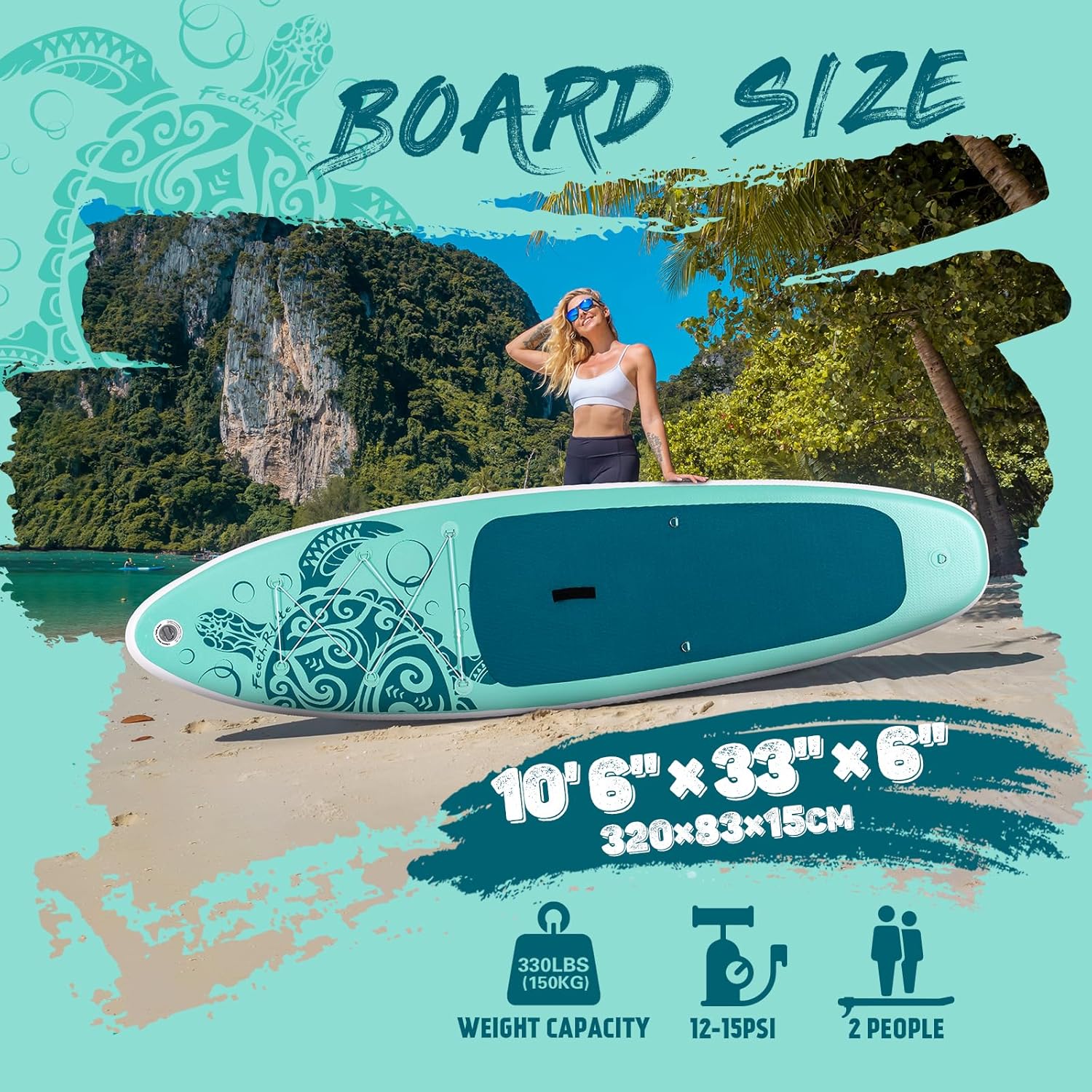 FEATH-R-LITE Inflatable Ultra-Light 10'×30''/10'6''×33'' Stand Up Paddle Board for All Skill Levels with Premium SUP Paddleboard Accessories,Non-Slip Comfort Deck for Youth & Adults