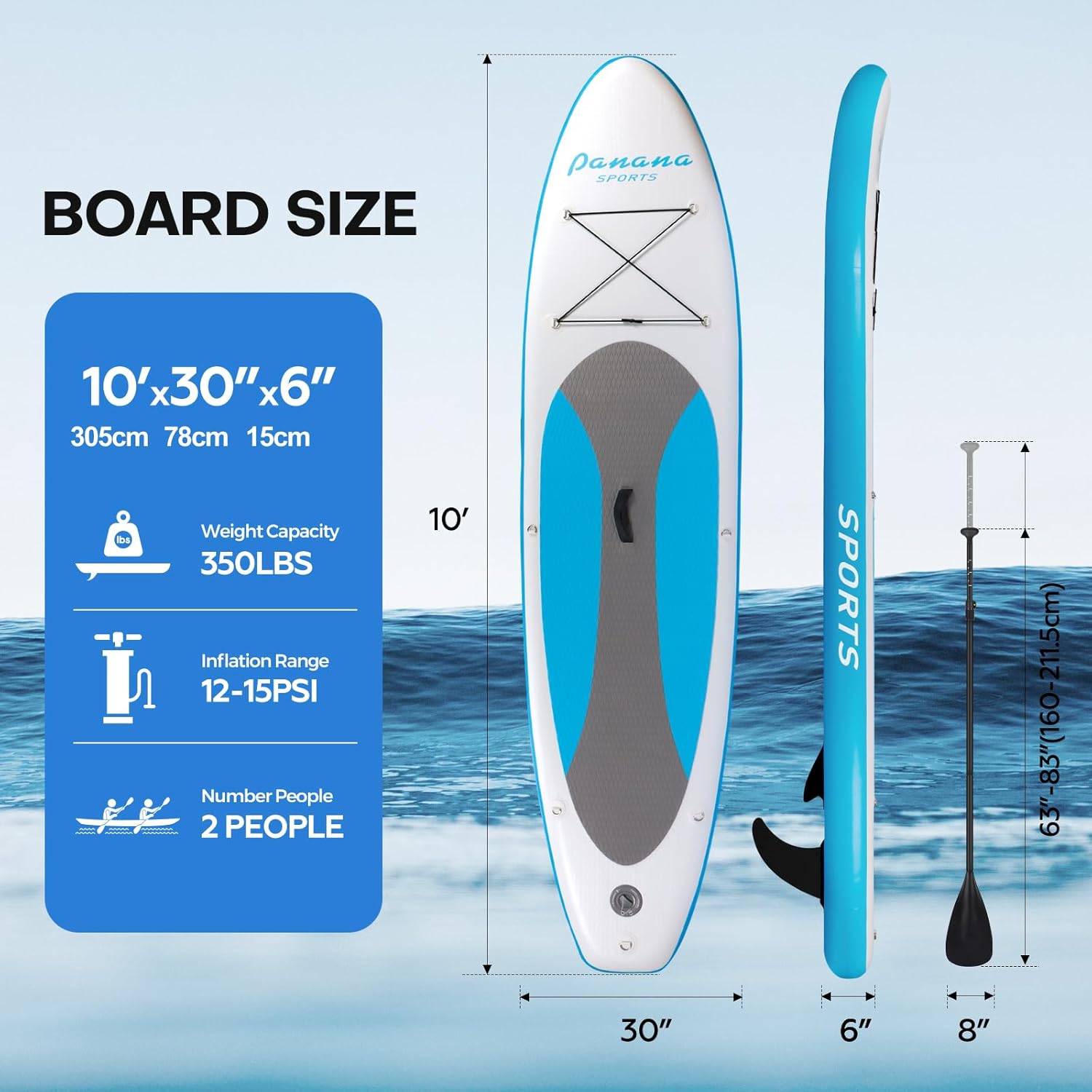 Alternative view of Panana Inflatable Stand Up Paddle Board, 10'x31 x6 SUP with Premium Paddle Board Accessories Kit, Anti-Slip EVA Deck for Adults Youth of All Skill Levels