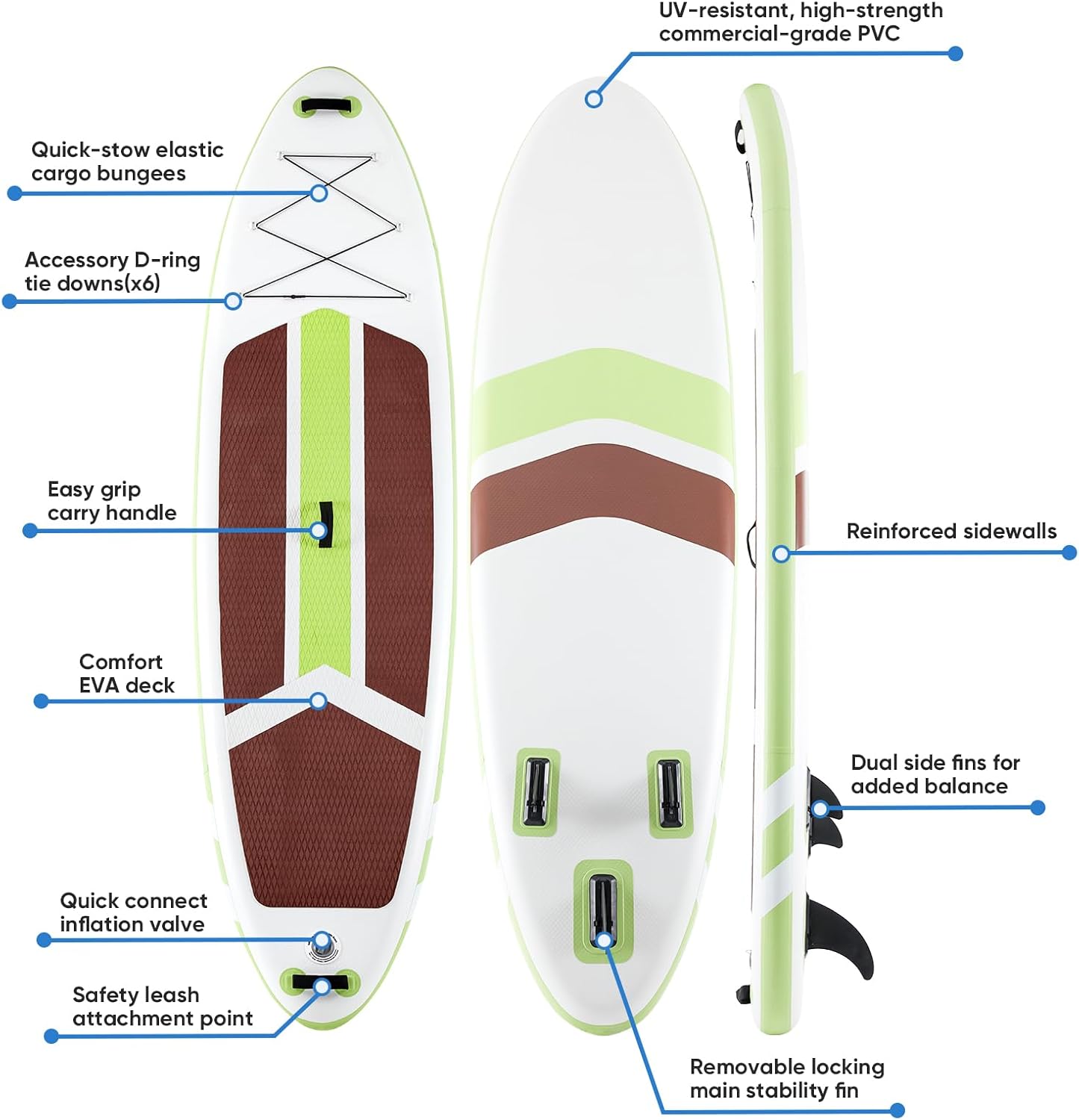 Sweetcrispy Inflatable Stand Up Paddle Board with Premium SUP Paddleboard Accessories,2-in-1 Paddle,Wide Stable Design,Non-Slip Comfort Deck for Adults & Youth of All Skill Levels