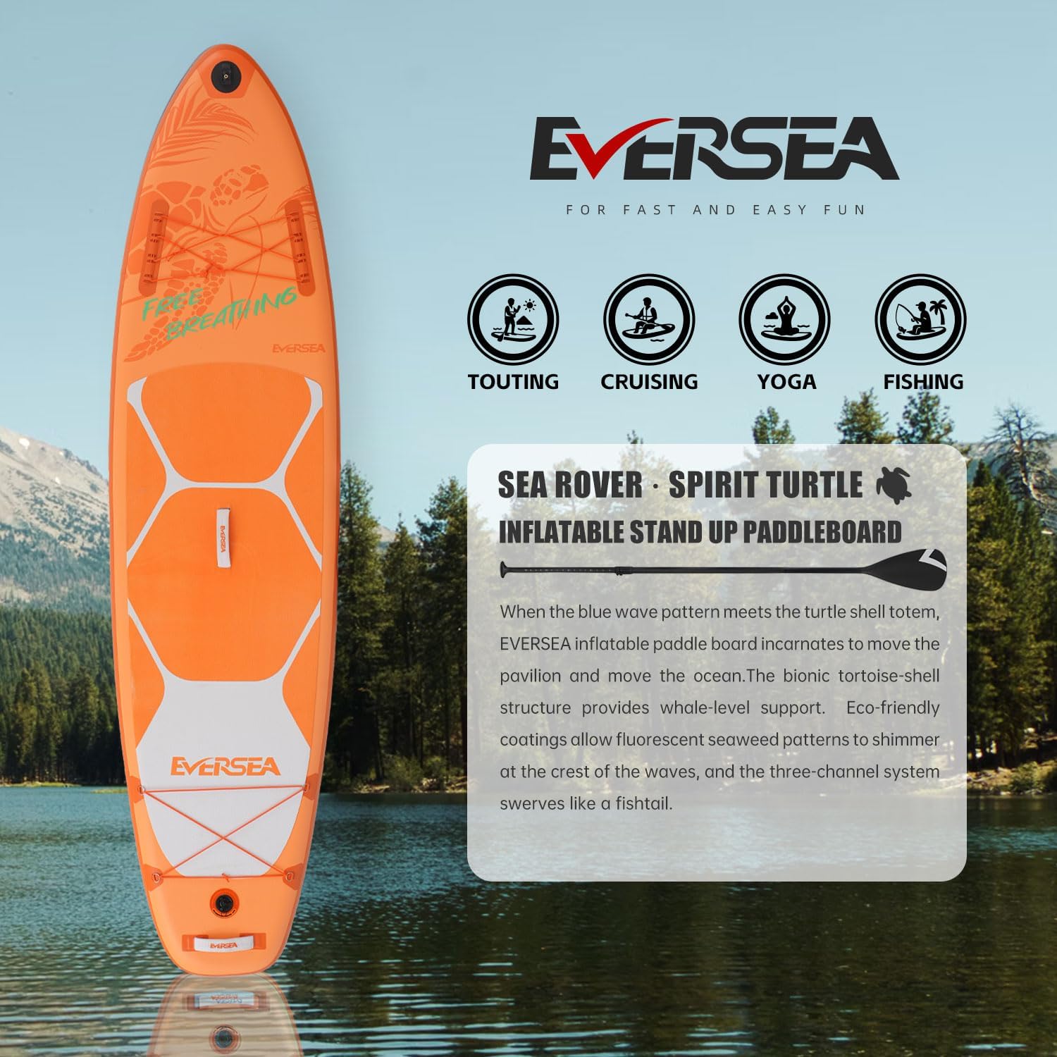 EVERSEA Inflatable Stand-Up Paddle Boards u2013 Available 32"/33"/34" Widths Inflatable Paddle Board with SUP Accessories, Camera Mount, Basic All-Around SUP Board for All Skill Levels, Up to 450lbs