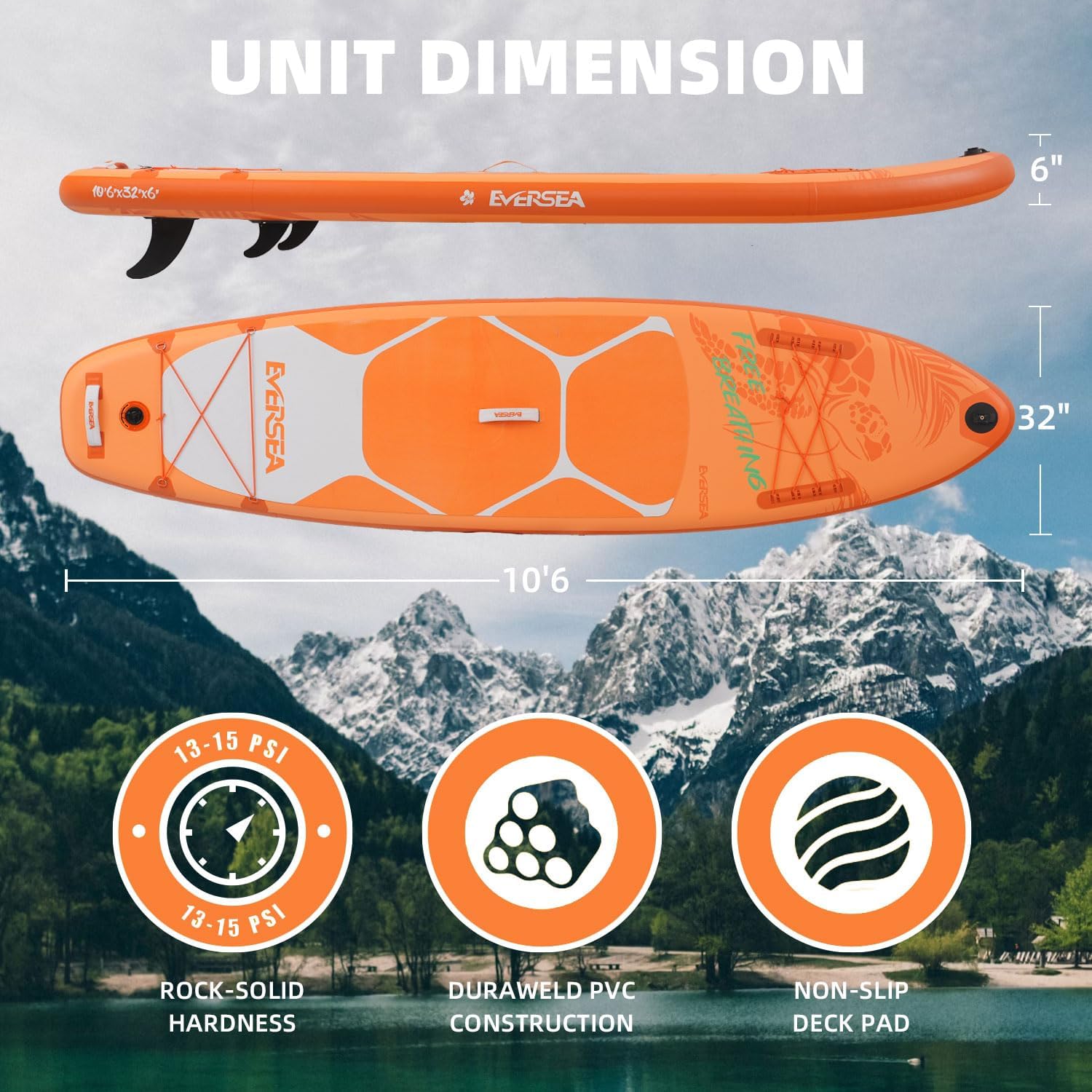 Alternative view of EVERSEA Inflatable Stand-Up Paddle Boards u2013 Available 32"/33"/34" Widths Inflatable Paddle Board with SUP Accessories, Camera Mount, Basic All-Around SUP Board for All Skill Levels, Up to 450lbs
