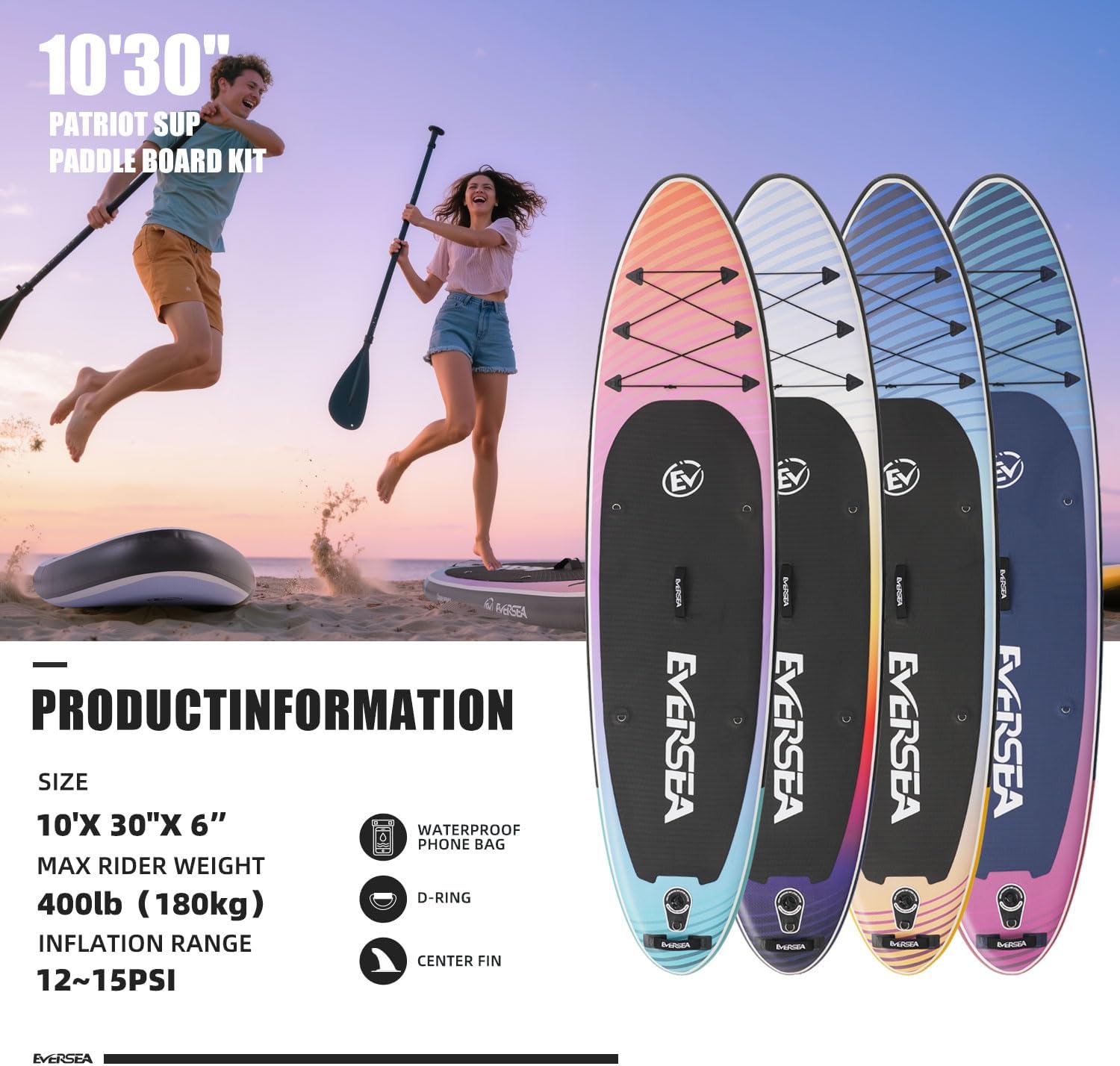 Alternative view of EVERSEA Inflatable Stand-Up Paddle Boards u2013 Available 32"/33"/34" Widths Inflatable Paddle Board with SUP Accessories, Camera Mount, Basic All-Around SUP Board for All Skill Levels, Up to 450lbs