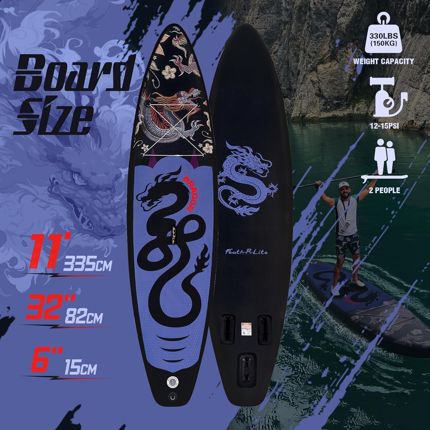 FunWater 11'/10'6" Inflatable Stand Up Paddle Board with Premium SUP Paddleboard Accessories, Wide Stable Anti-Slip EVA Deck,Paddle Boards for Adults & Youth of All Skill Levels