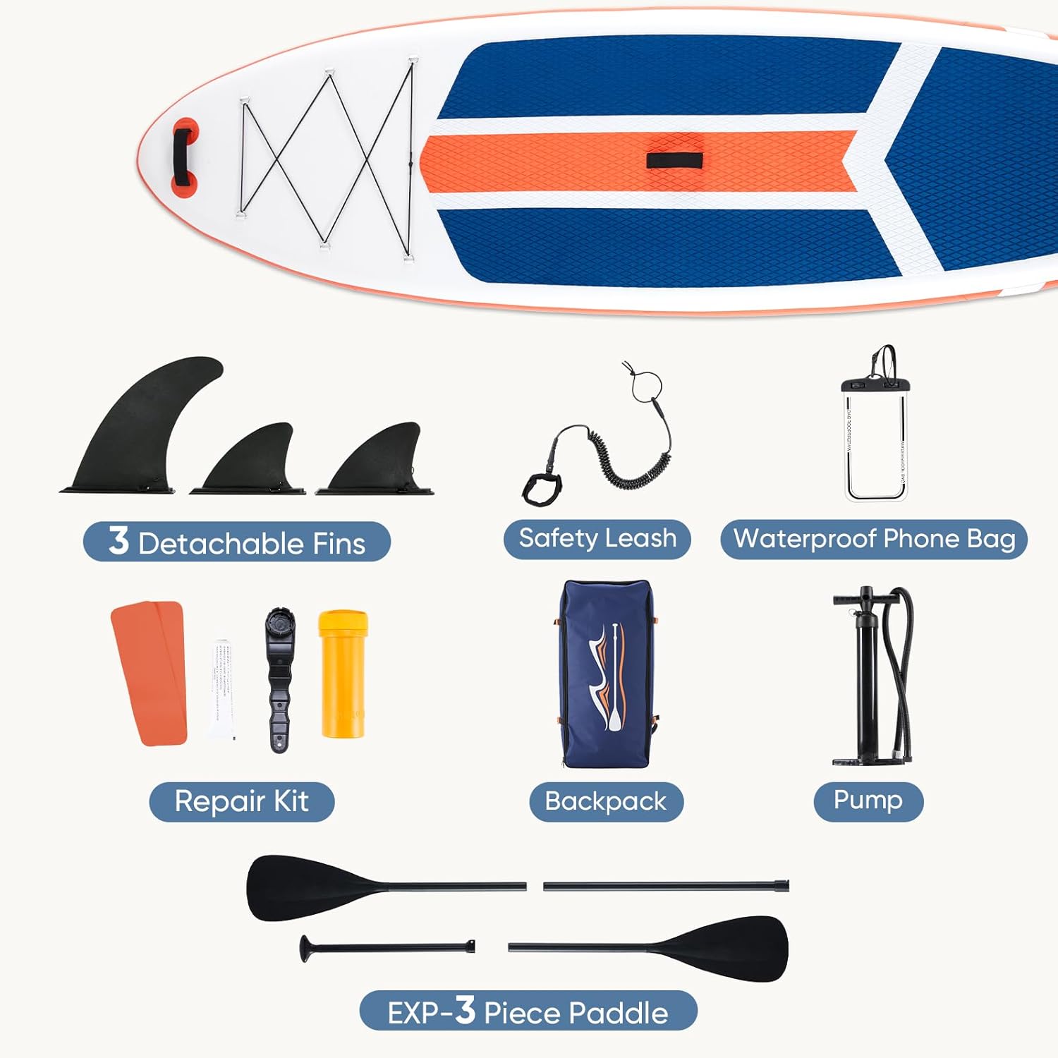 Alternative view of DUMOS Inflatable Stand Up Paddle Board, 10.5'×33'' Paddle Boards with Non-Slip Deck, Durable Advanced Material and Complete SUP Accessories for All Skill Levels