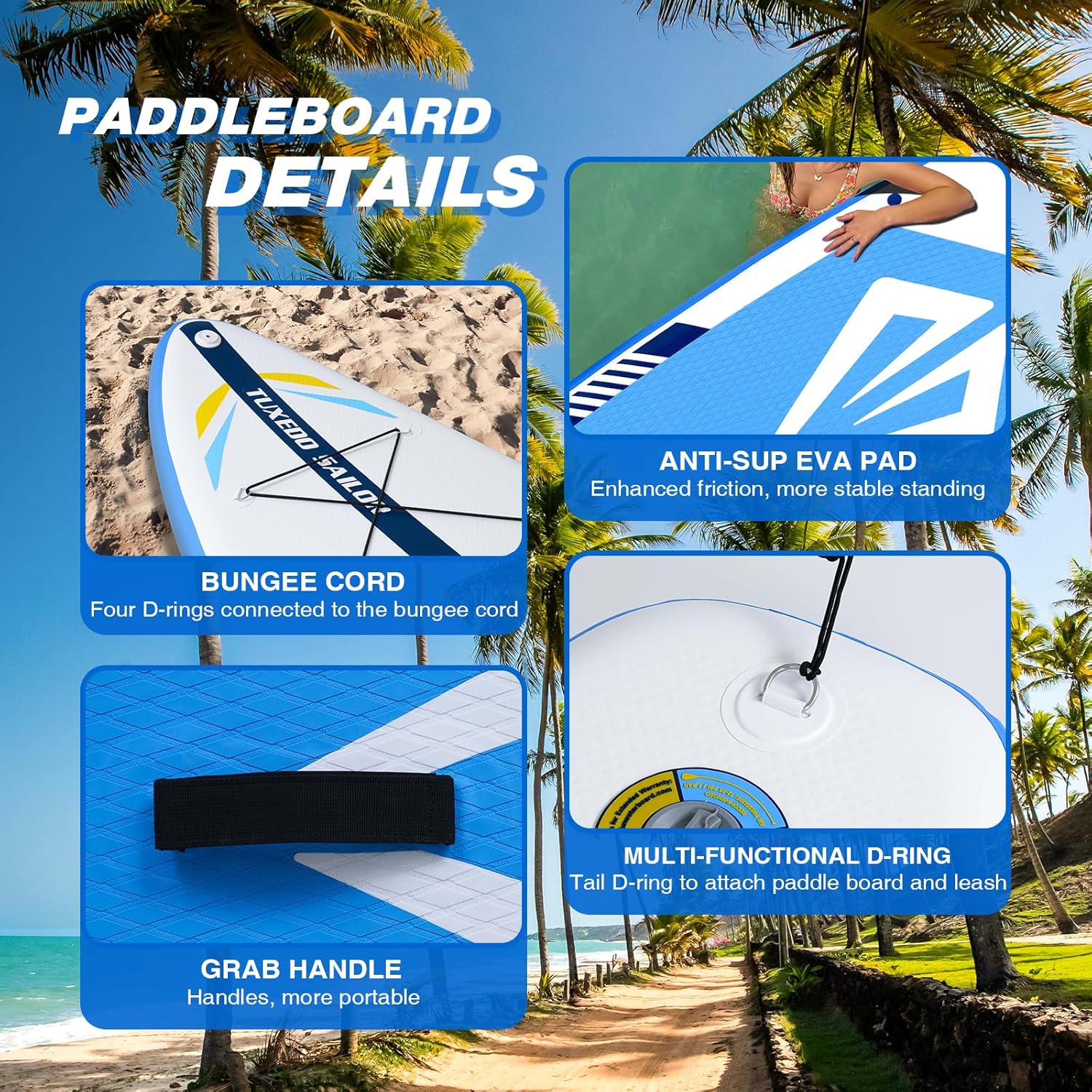 Alternative view of Tuxedo Sailor 10'6"×33"×6" Inflatable Stand Up Paddle Board with Premium SUP Accessories,Paddle Boards for Adults & Youth of All Skill Levels