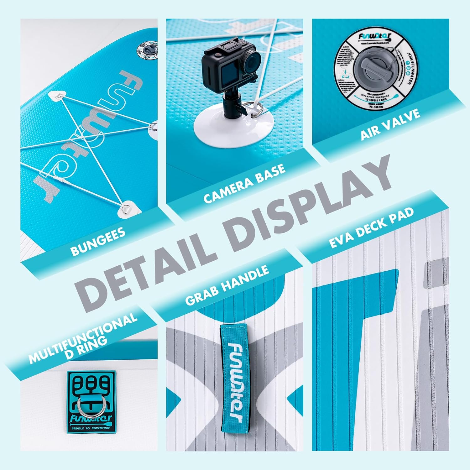 Alternative view of FunWater 8'/10'/10'6"/11'6" Inflatable Stand Up Paddle Board with Premium SUP Paddleboard Accessories, Wide Stable Anti-Slip EVA Deck,Paddle Boards for Adults & Youth of All Skill Levels