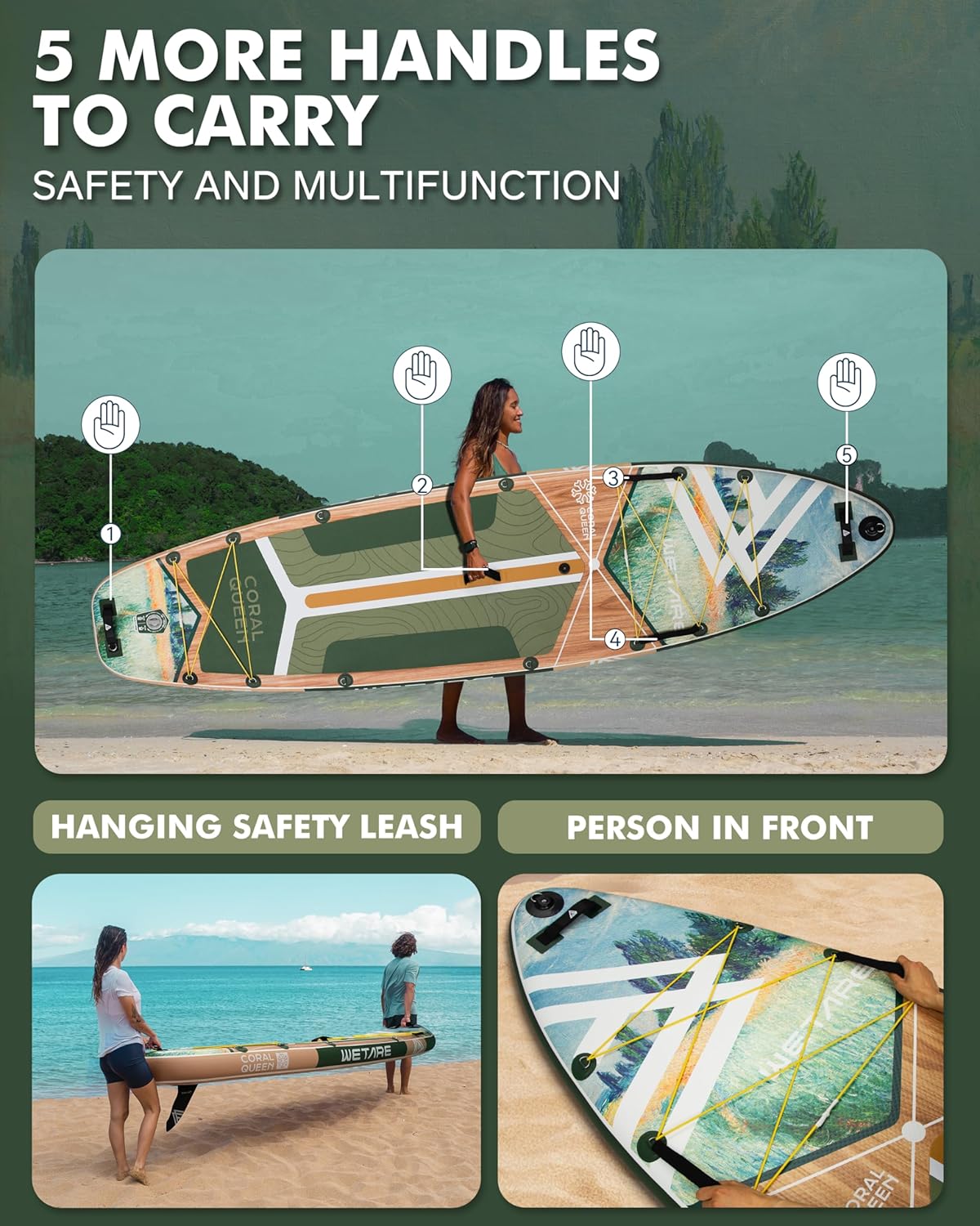 Alternative view of WETARE 11'6"x35" Inflatable Paddle Board, 450lbs Extra Wide Stand Up Sup Board for Adults, Blow Up Paddleboard Kayak Non-Slip Stable Deck Boat for Yoga Fishing Surf