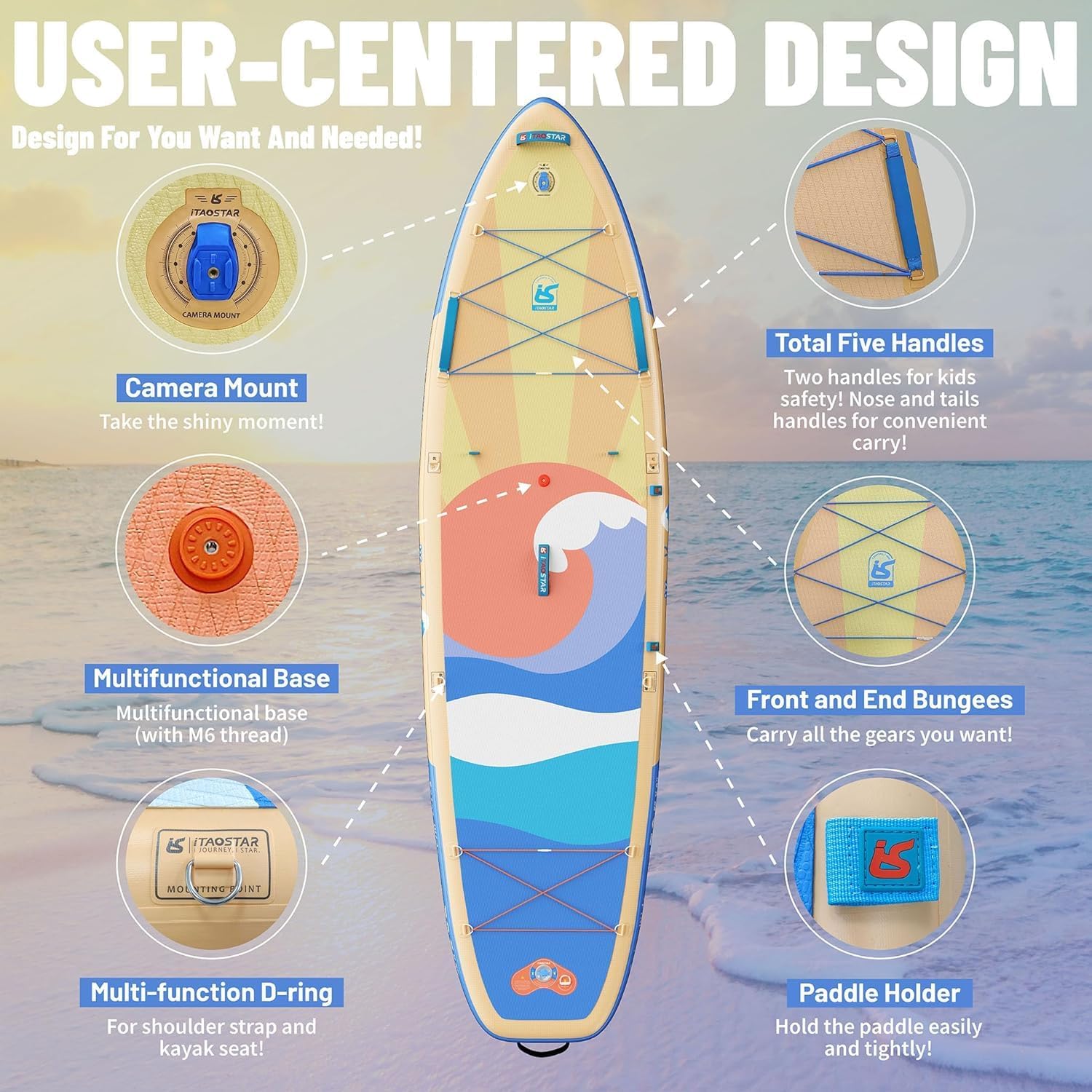 Alternative view of iTAOSTAR Billow 11'6"×36" Extra Wide Paddle Board with Seat, One-Stop Premium SUP Board Accessories, Tailored Fins, Stable Inflatable Stand Up Paddle Boards for Youth/Adults of All Skill Levels