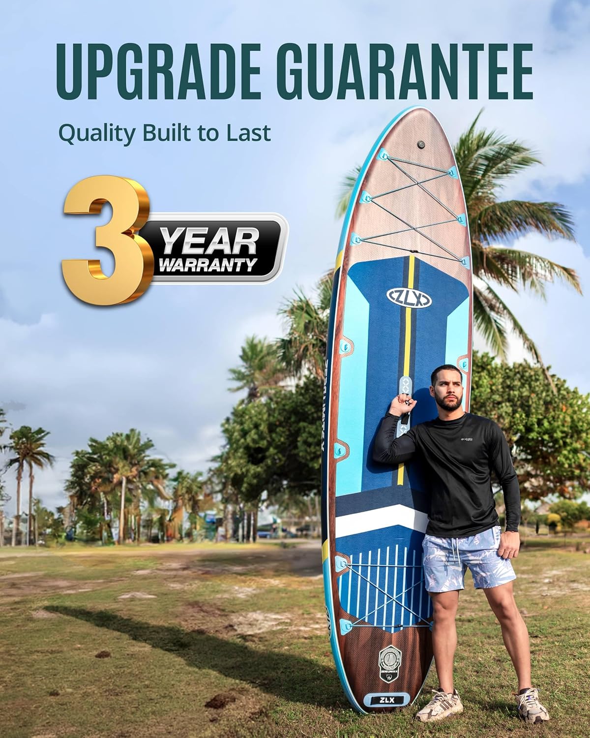 ZLX 11'6" Extra Wide Inflatable Stand Up Paddle Board SUP, Stable Non-Slip Deck Pad, Unique Fin System and Premium iSUP Accessories - Portable Backpack & Upgraded Pump for Adults, All Skill Levels