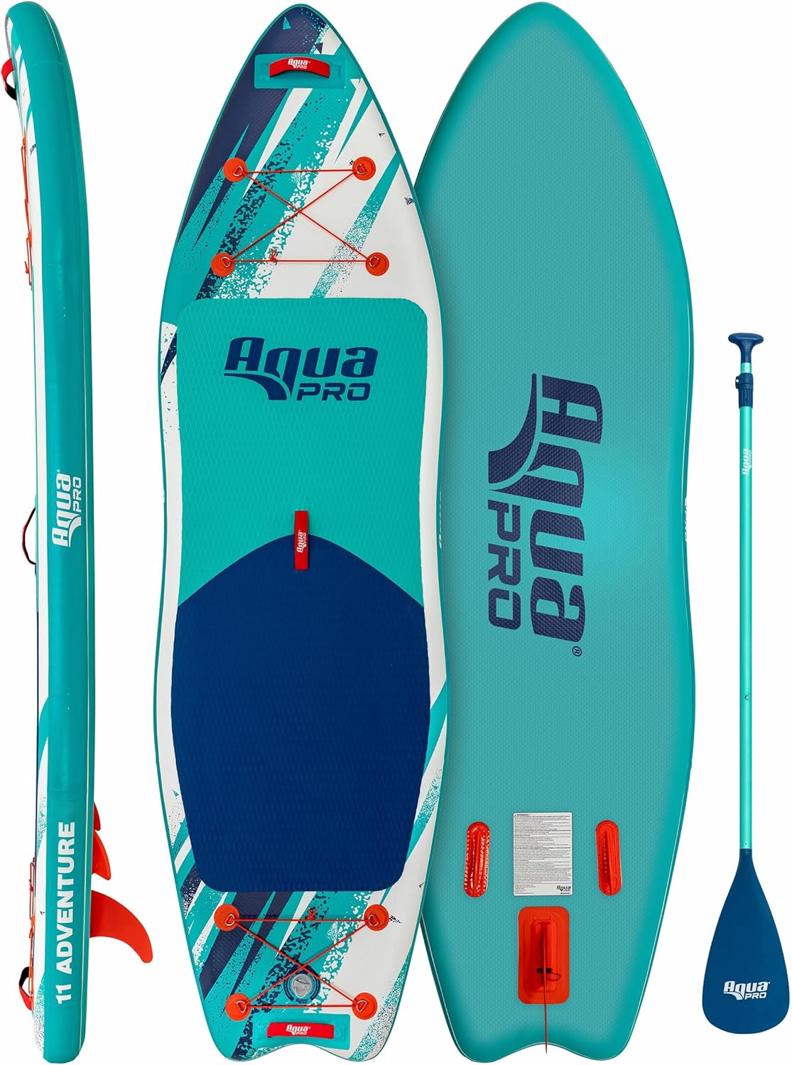 Aqua PRO Halcyon Adventure Inflatable Stand-Up Paddleboard iSUP, Scalloped Wide Stable Design with Non-Slip EVA Deck, Includes Paddle, Ankle Leash, Pump and Carry/Storage Bag