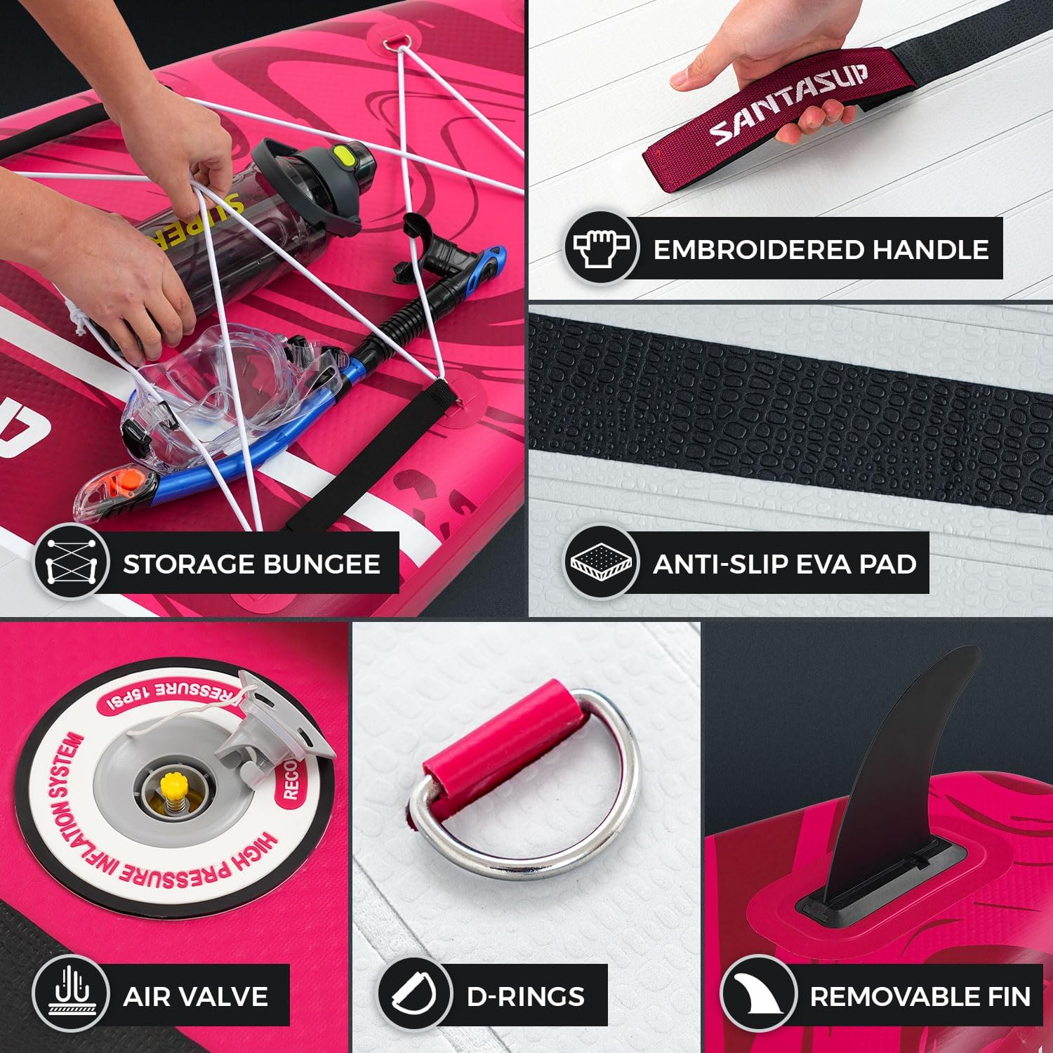 Alternative view of Santasup Inflatable Stand Up Paddle Board with SUP Accessories, Anti-Slip EVA Deck, 10'6"/11' Wide Stance Board, Sup Board for Adults & Youth of All Skill Levels Backpack