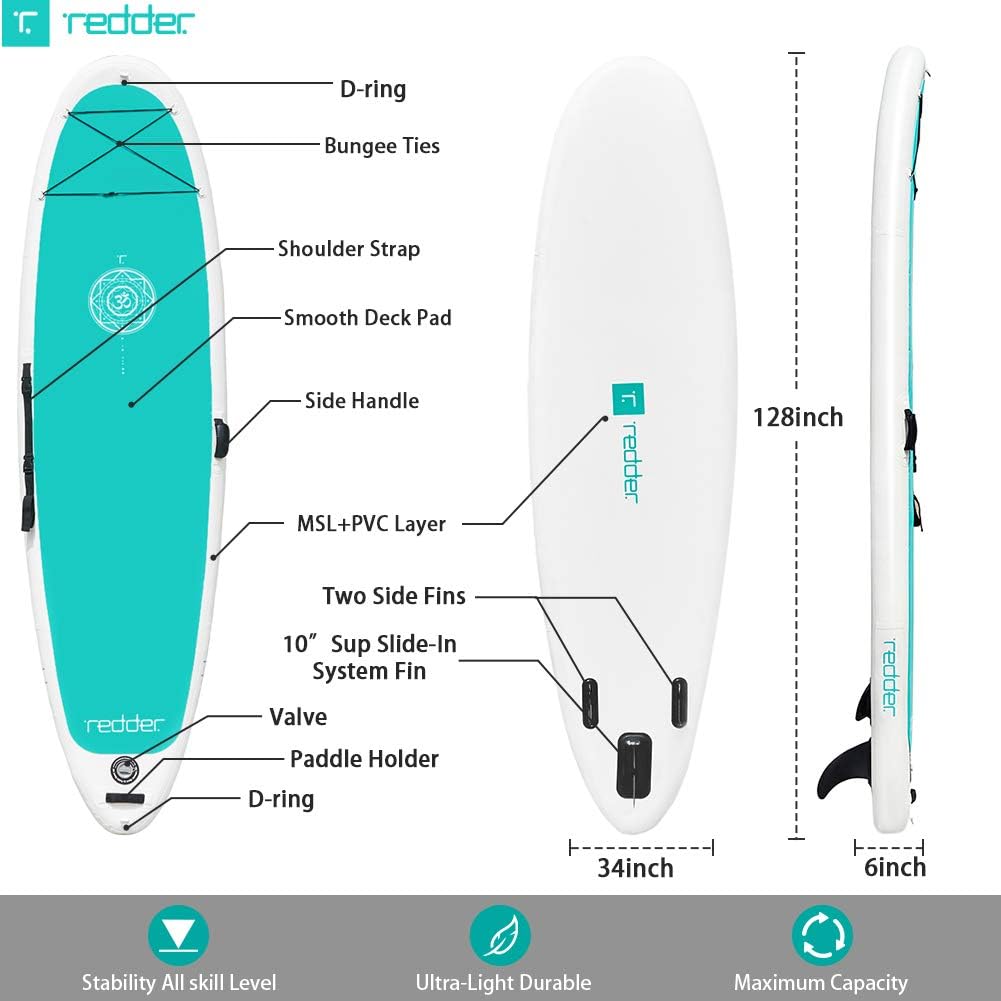 redder Stand Up Paddle Board Inflatable SUP Board for Kids and Adult Stand Up Paddling Board with Leash, Paddle, Backpack, Pump, Repair Kit, Non-Slip Deck Kayak Surfing Fishing SUP Board