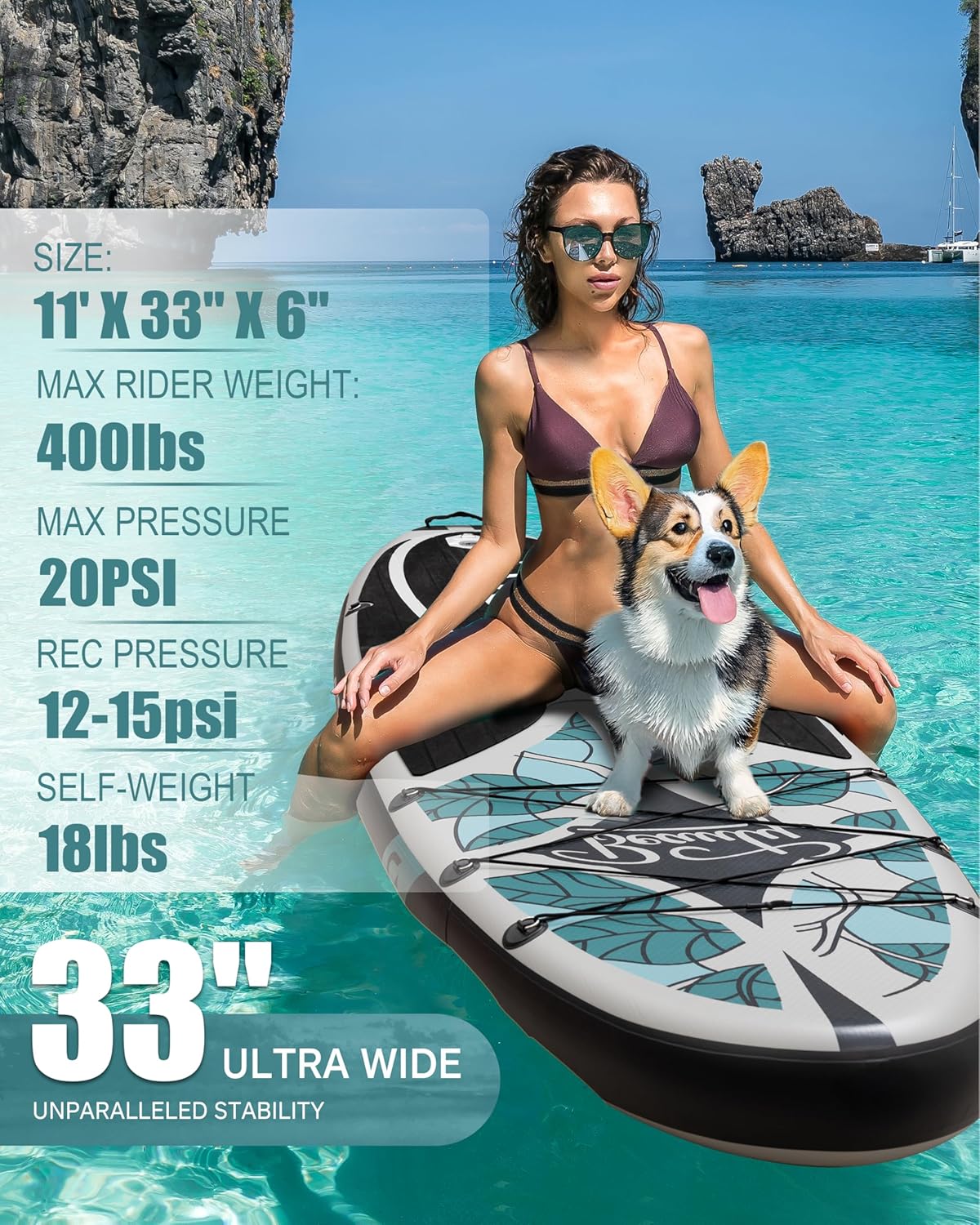 Dixero Inflatable Stand Up Paddle Board with SUP Accessories, Anti-Slip EVA Deck, 11'*33" Inflatable Paddle Boards for Adults & Youth of All Skill Levels