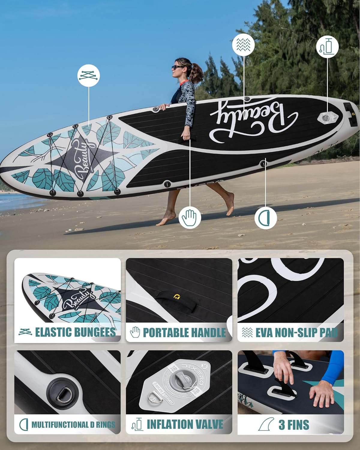 Alternative view of Dixero Inflatable Stand Up Paddle Board with SUP Accessories, Anti-Slip EVA Deck, 11'*33" Inflatable Paddle Boards for Adults & Youth of All Skill Levels